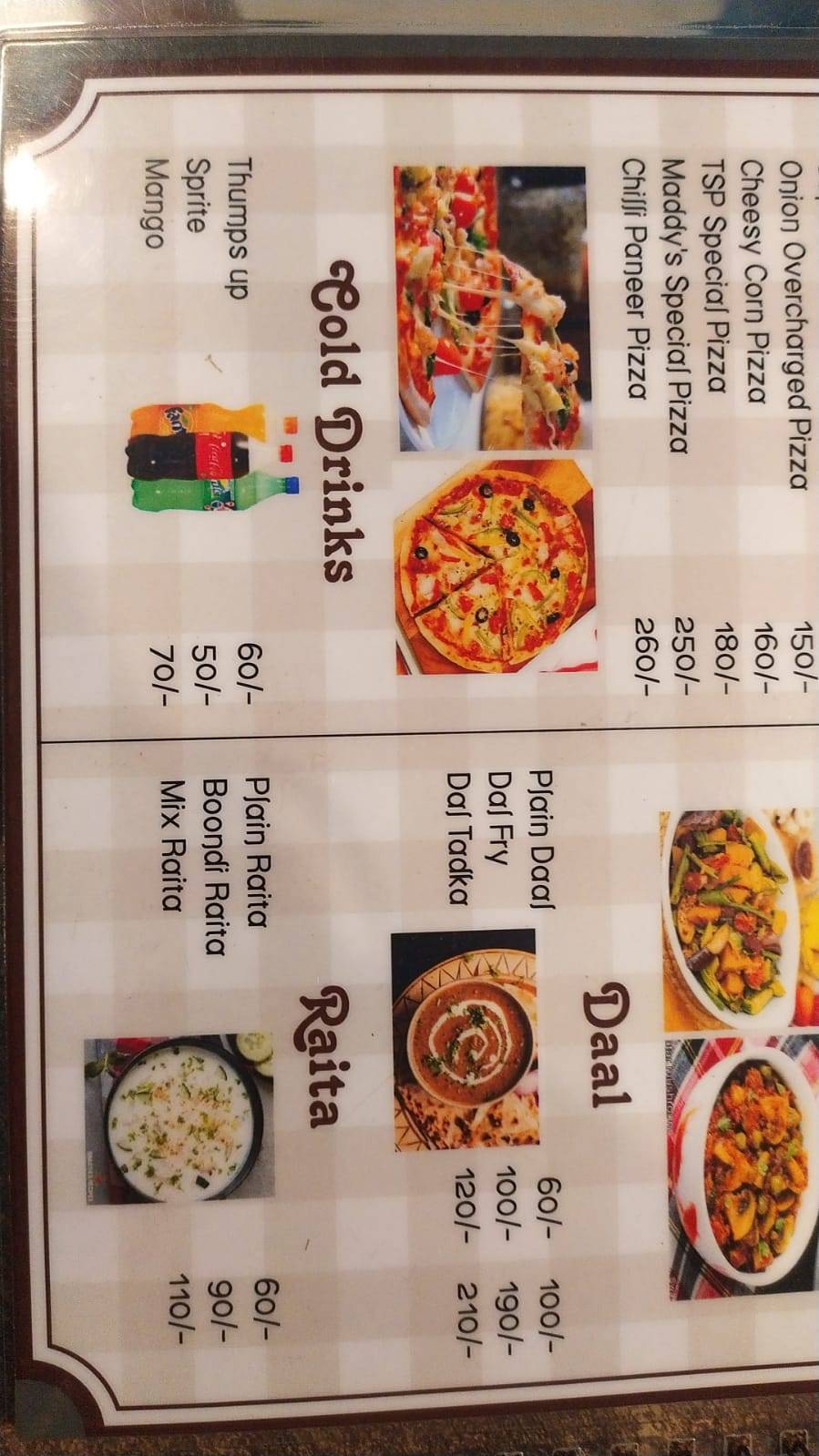 The New Shahi planet cafe and restaurent menu