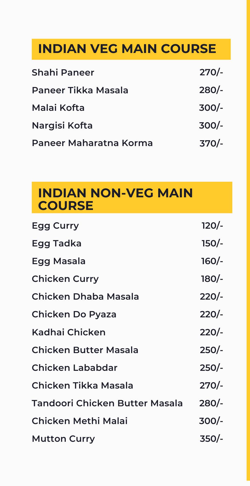 The Old Skool Eatery House menu