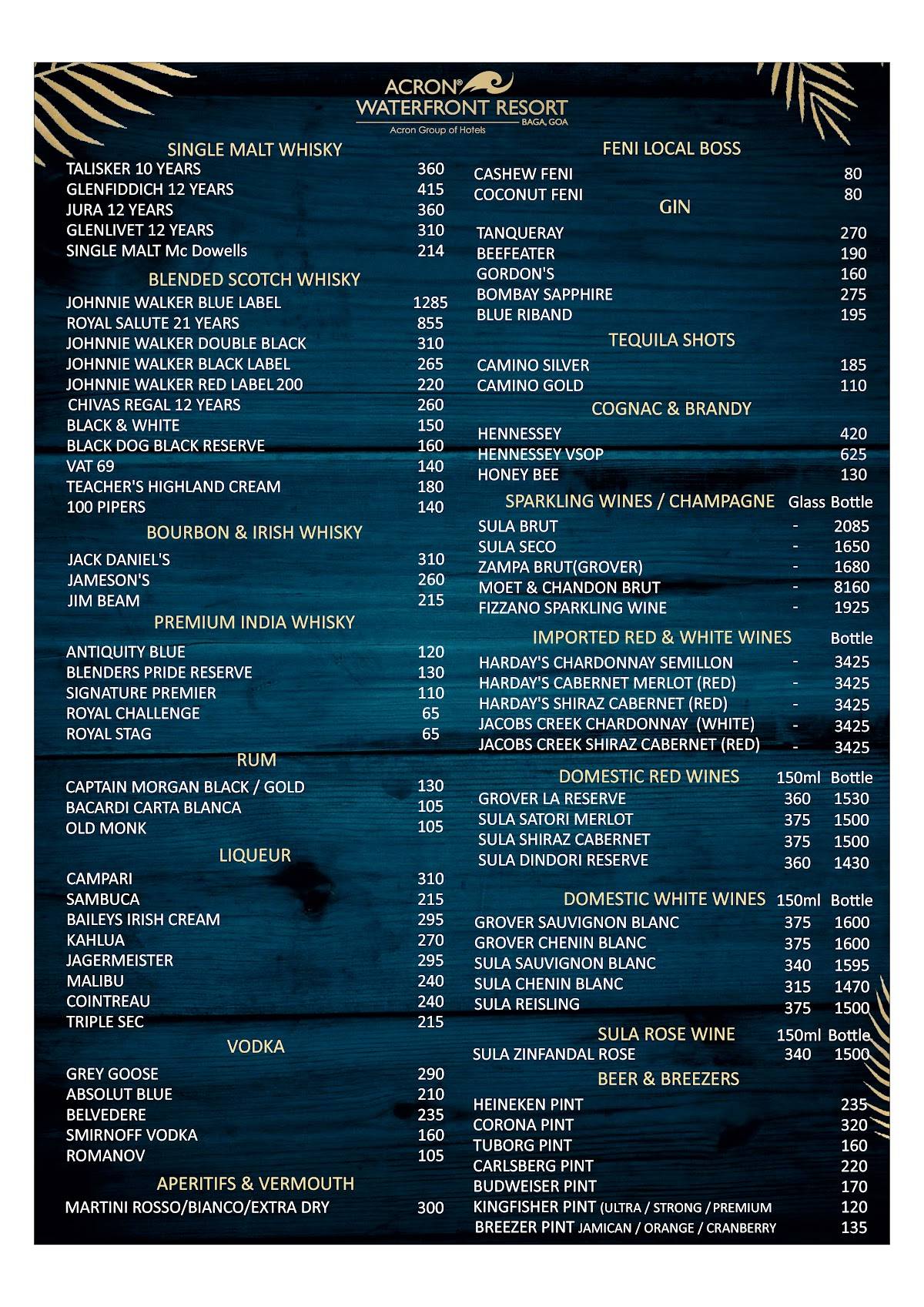 The River Restaurant menu