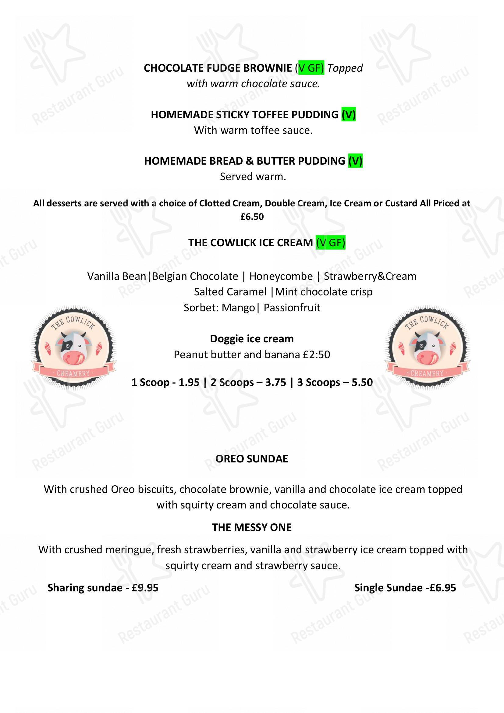 Menu at The Smugglers Inn pub & bar, Dawlish