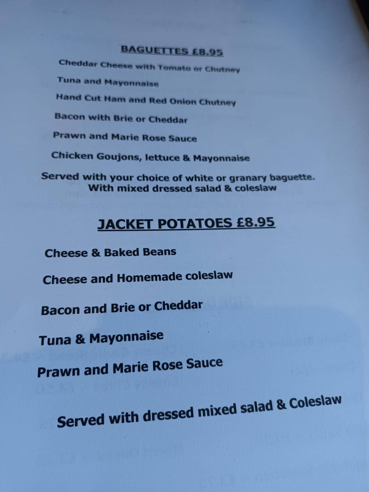 Menu at The Two Mile Oak Inn pub & bar, Newton Abbot