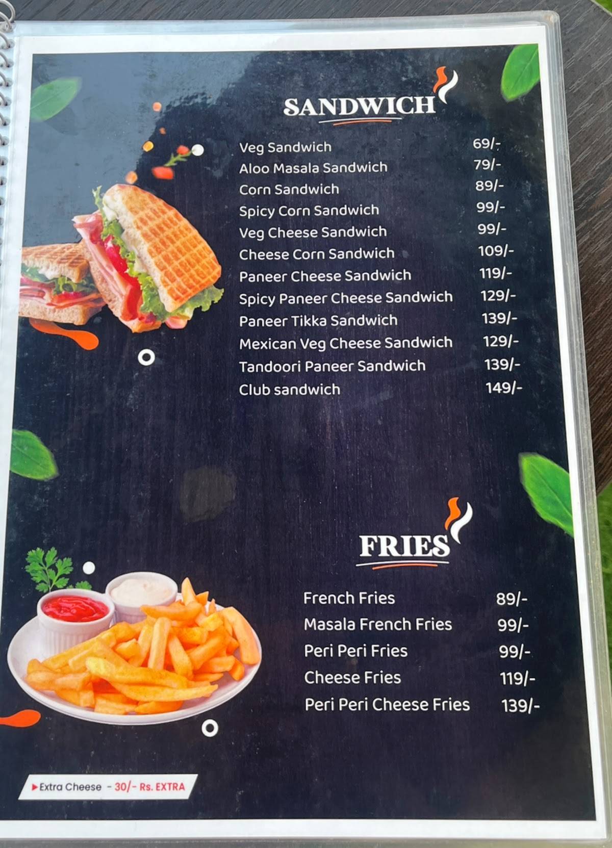 The bachelors cafe menu