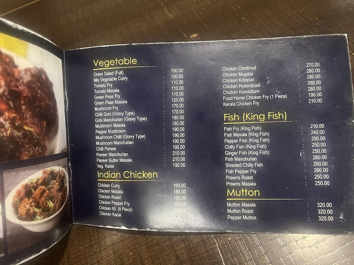 Food Home menu