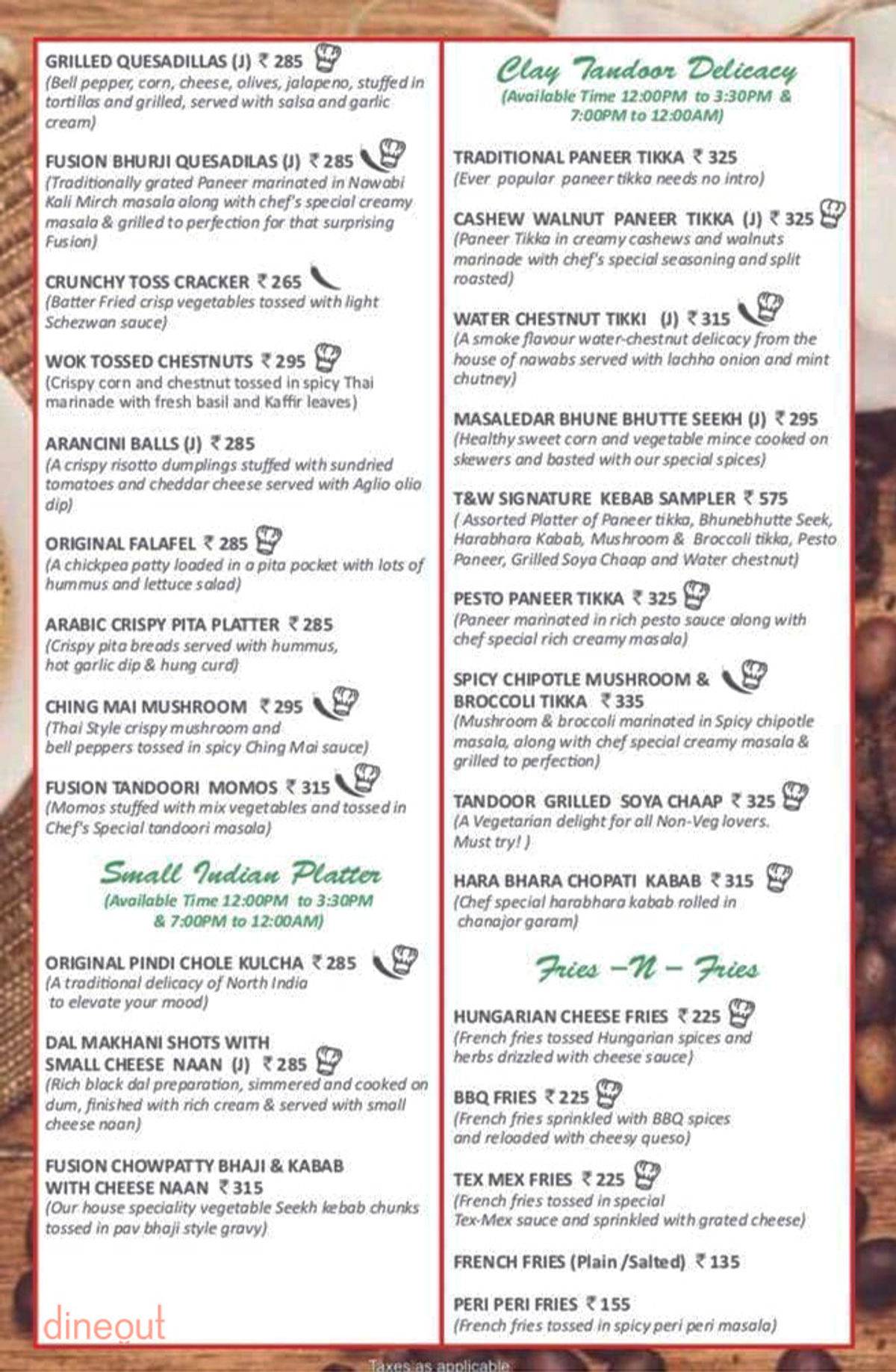 Menu at Thyme & Whisk Best Restaurant In Vadodara Multi Cuisine