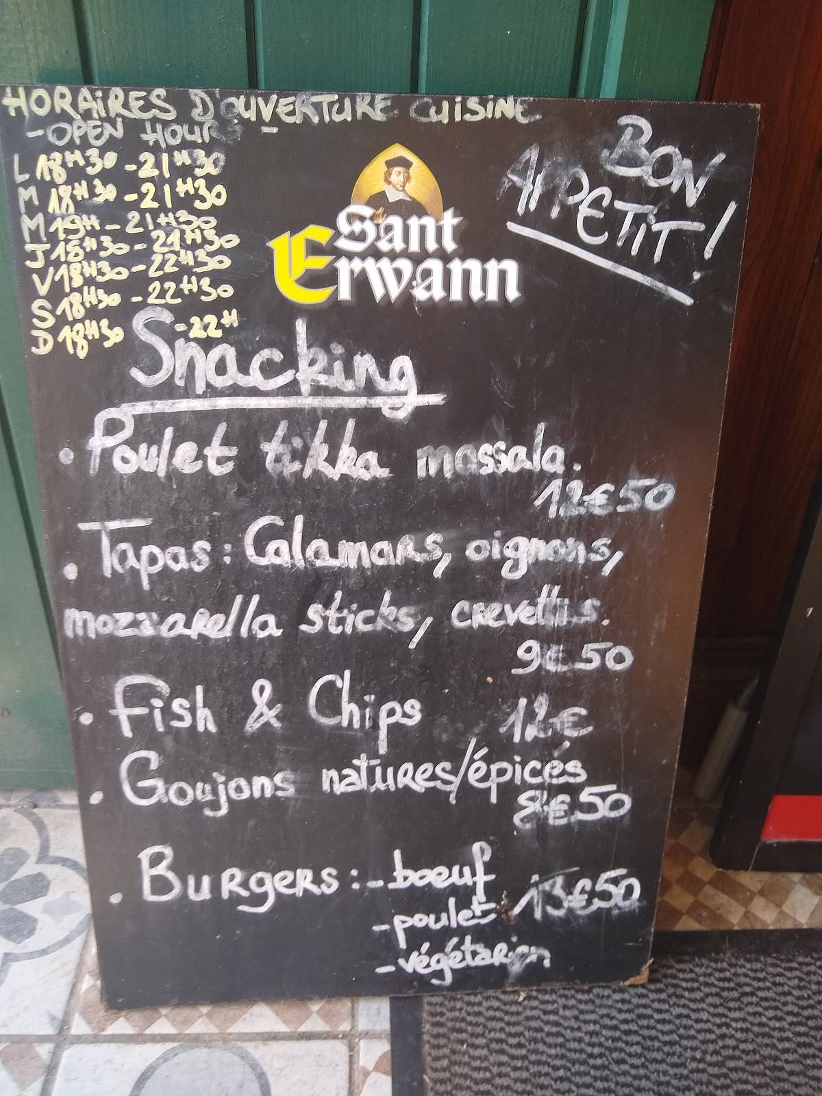 Menu de Ti Devine's [PUB IRLANDAIS]
