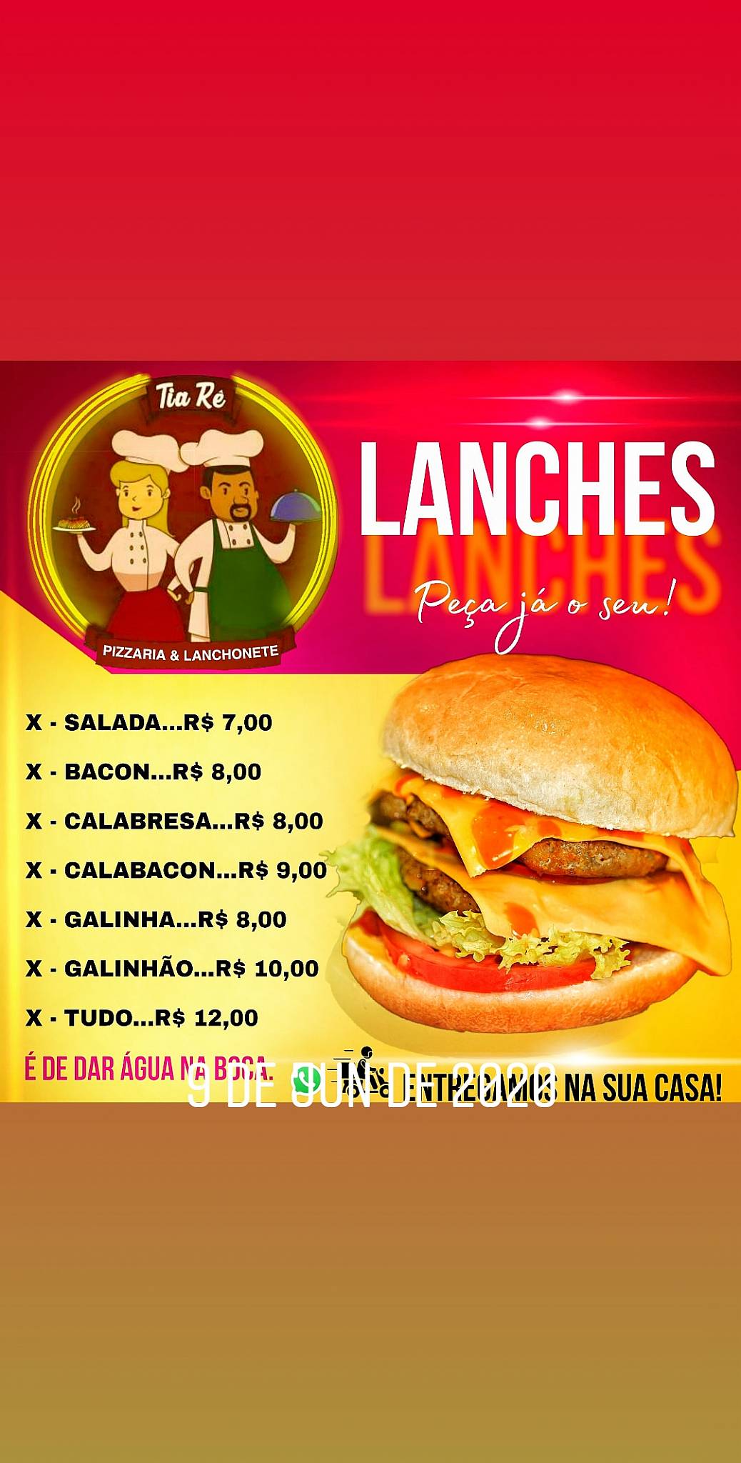 Tia Rê Pizzaria e Lanchonete cardápio