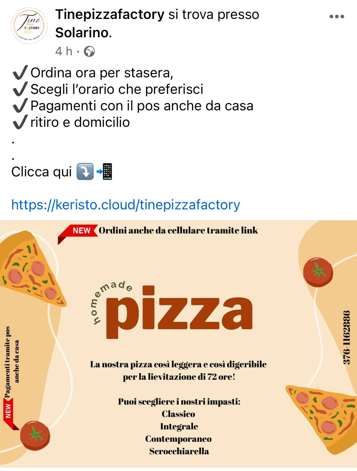 Menu di Tinè Pizza Factory 