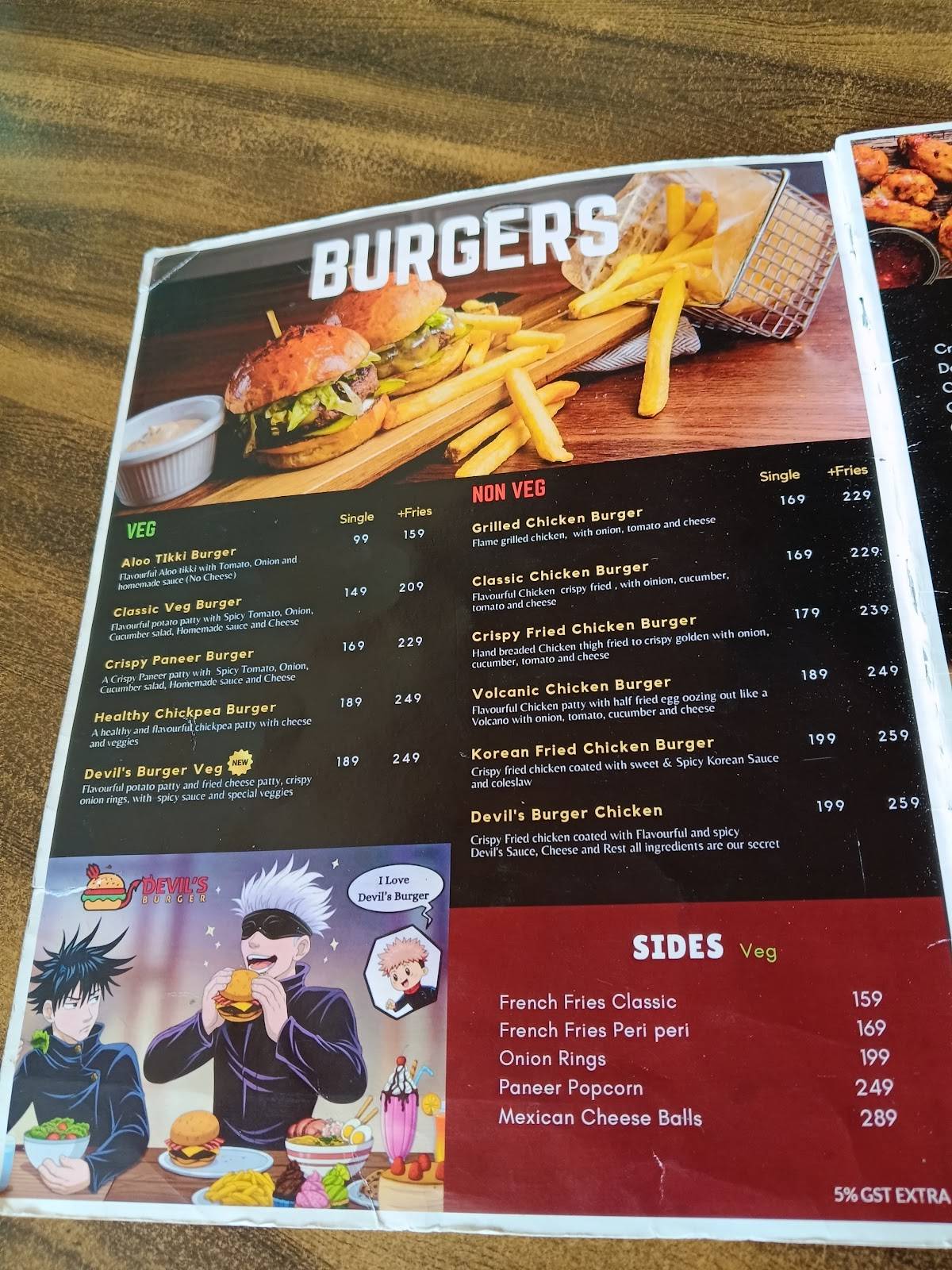 Devil's Burger (Japan Theme) menu