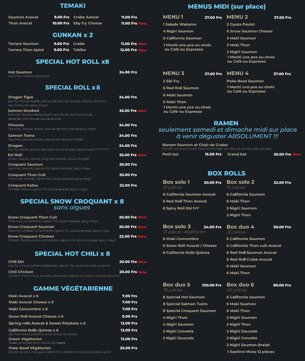 Menu di Tokyo Eat 