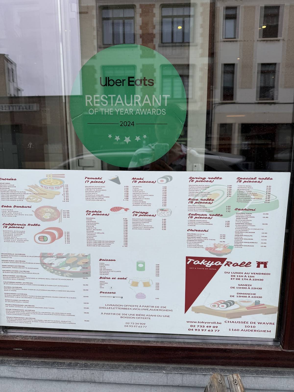 Menu de Tokyo Roll