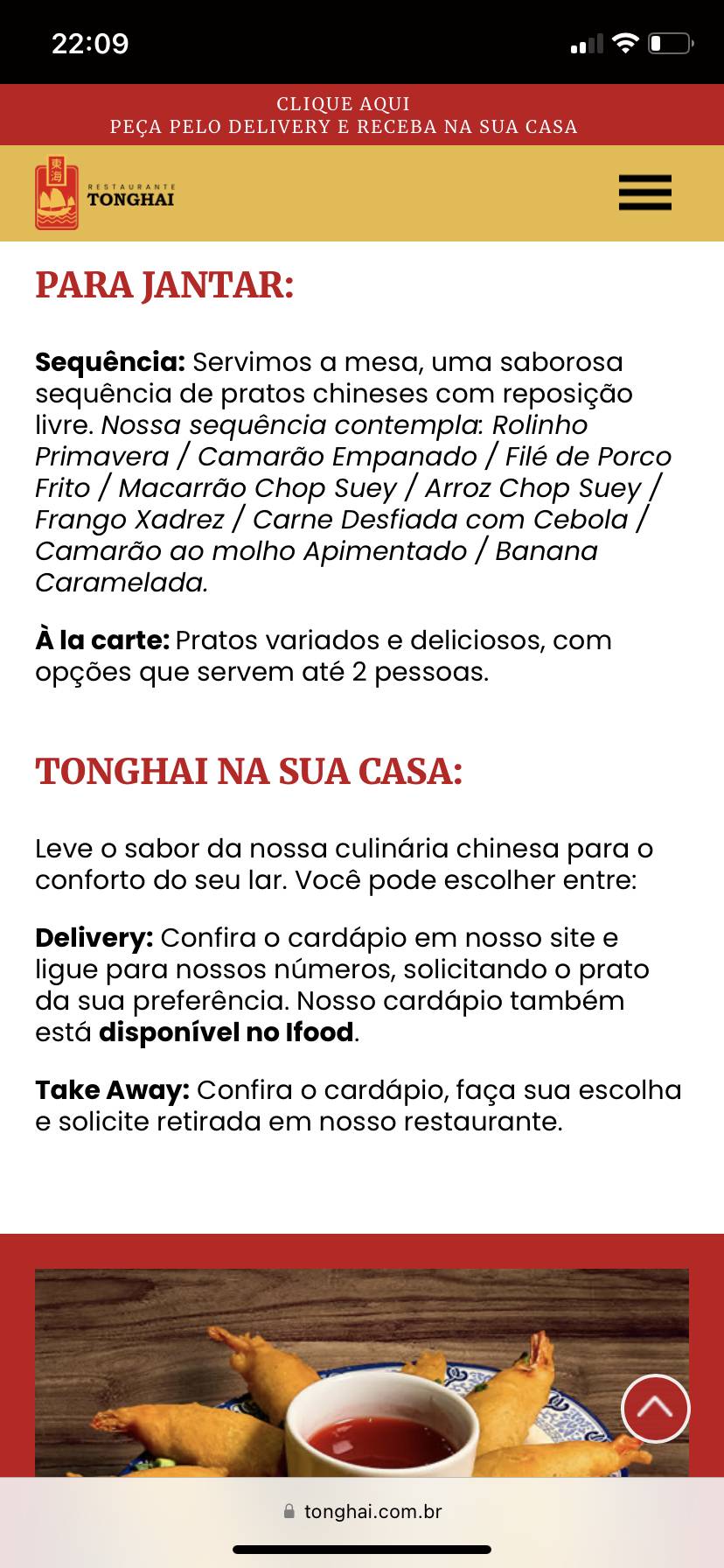 Tonghai cardápio