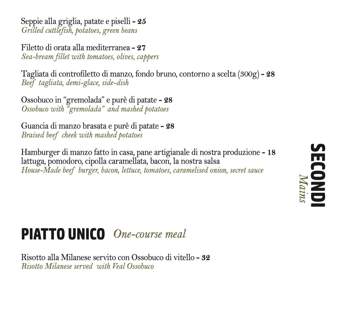 Menu di Top Missori Bistrò 