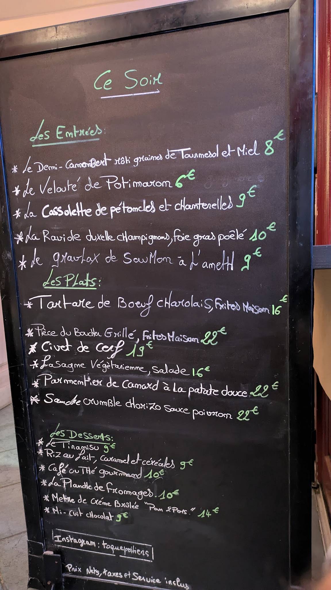 Menu de Toqué