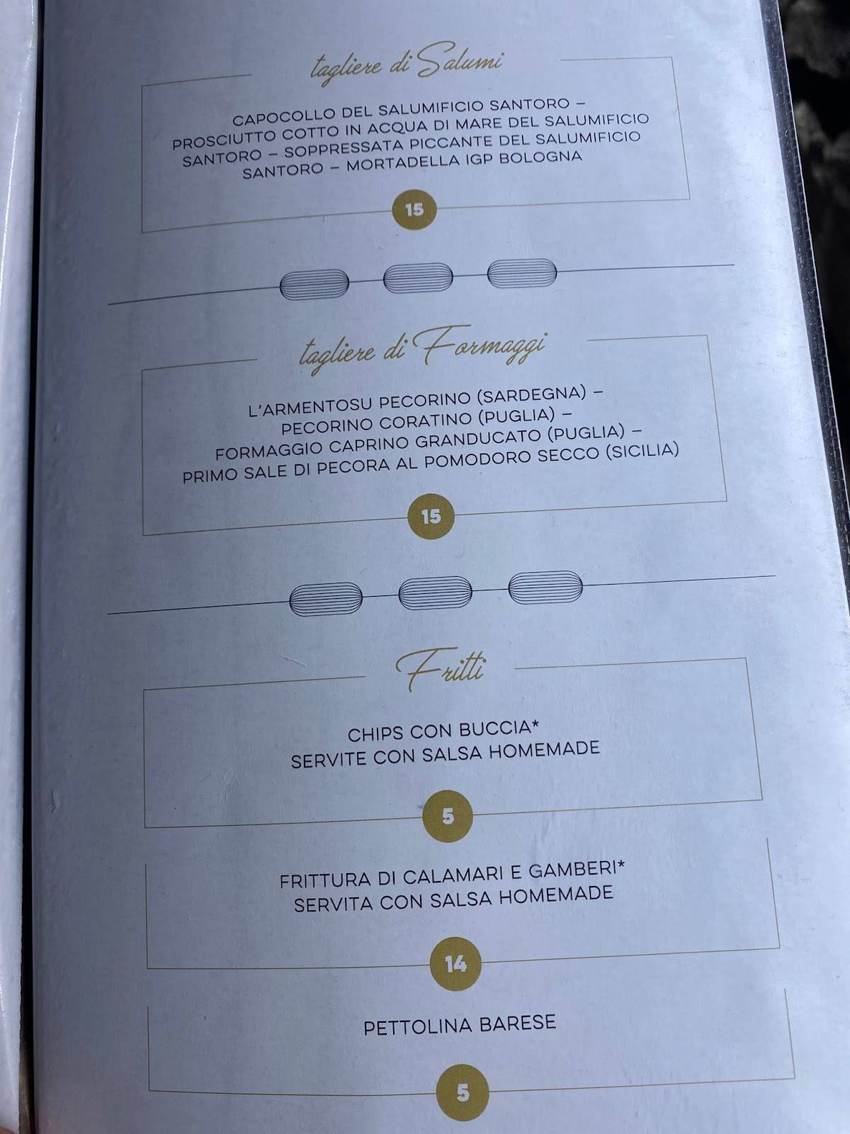 Menu di Torre Gavetone 