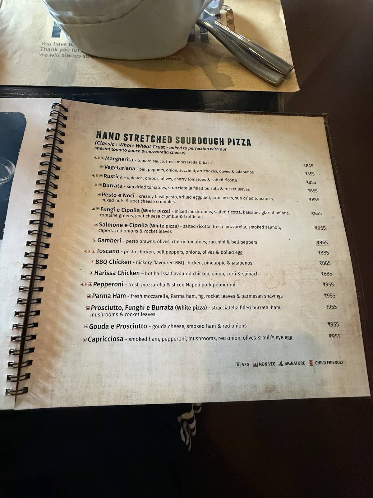 Toscano menu