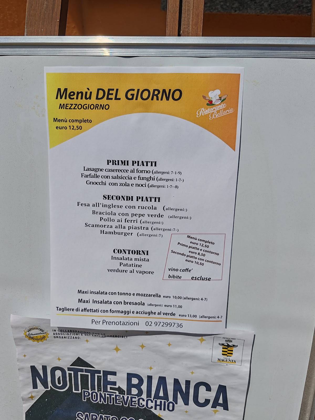 Menu di Trattoria Bellaria 