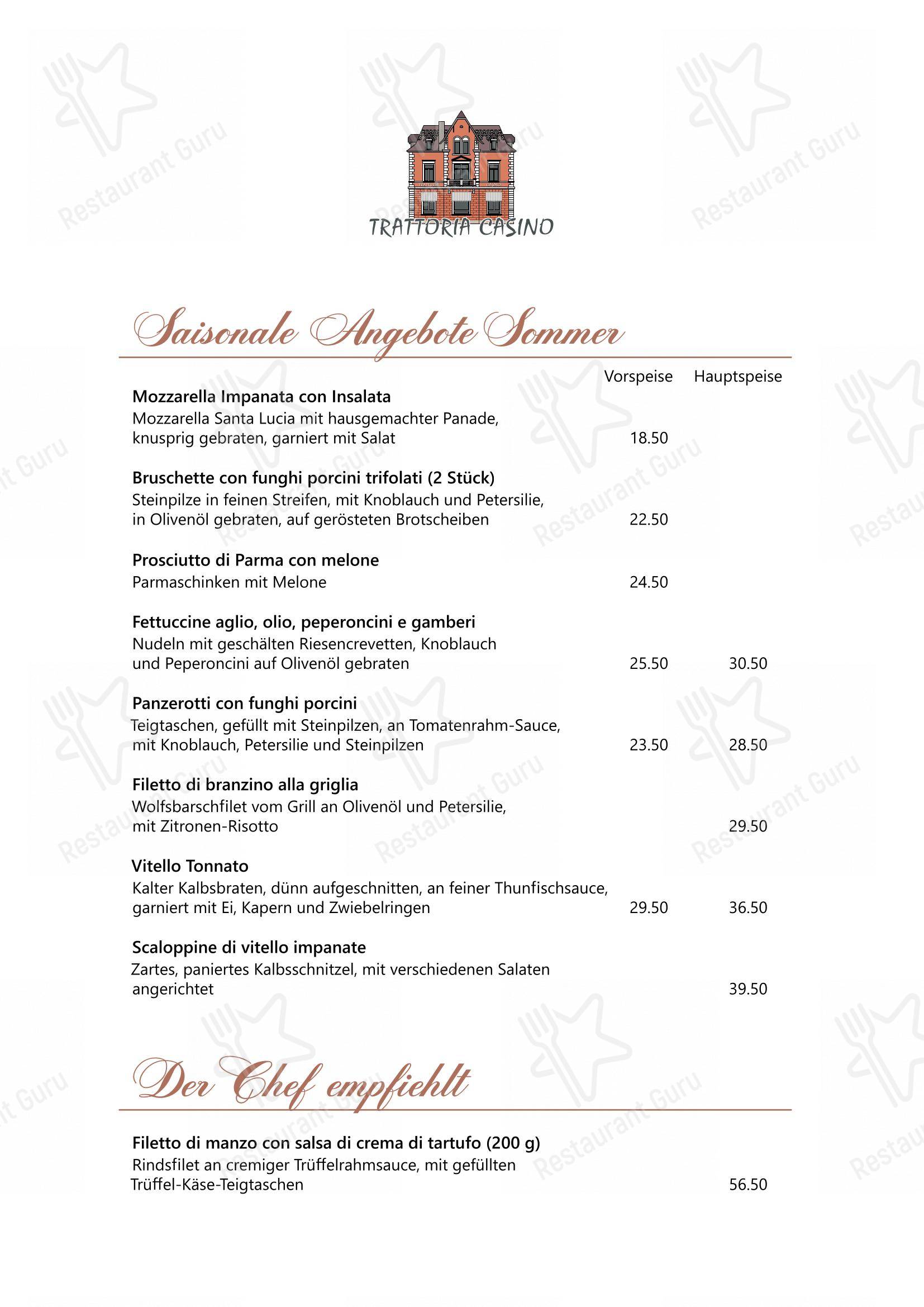 Menu di Trattoria Casino - Крафт меню