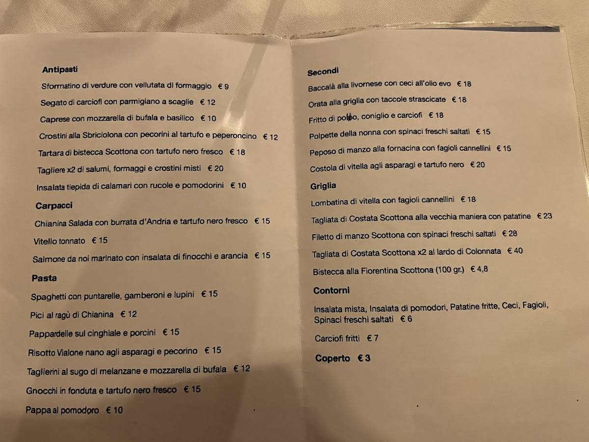 Menu di Trattoria Cesarino 