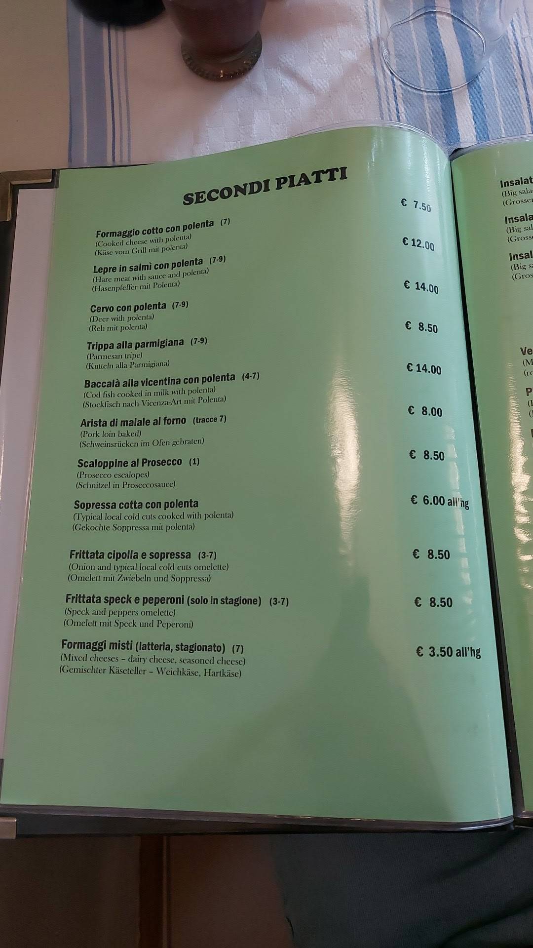 Menu di Trattoria Dall'Angelina 