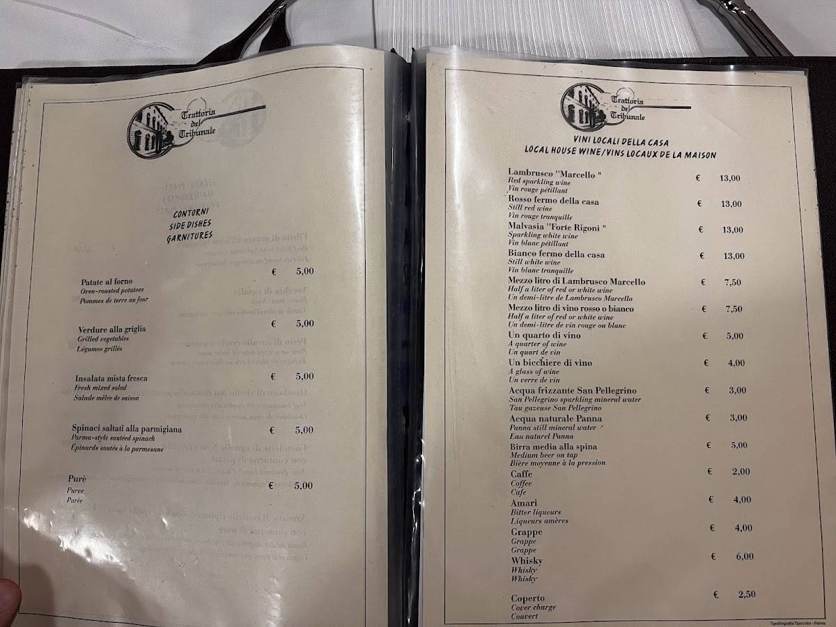Menu di Trattoria Del Tribunale 