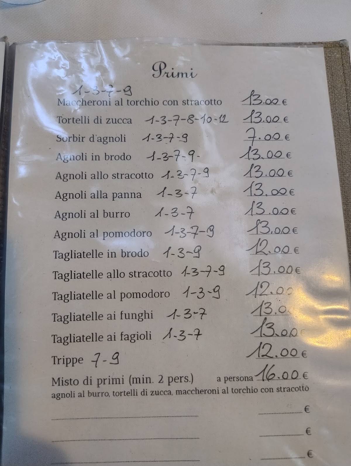Menu di Trattoria Due Cavallini 