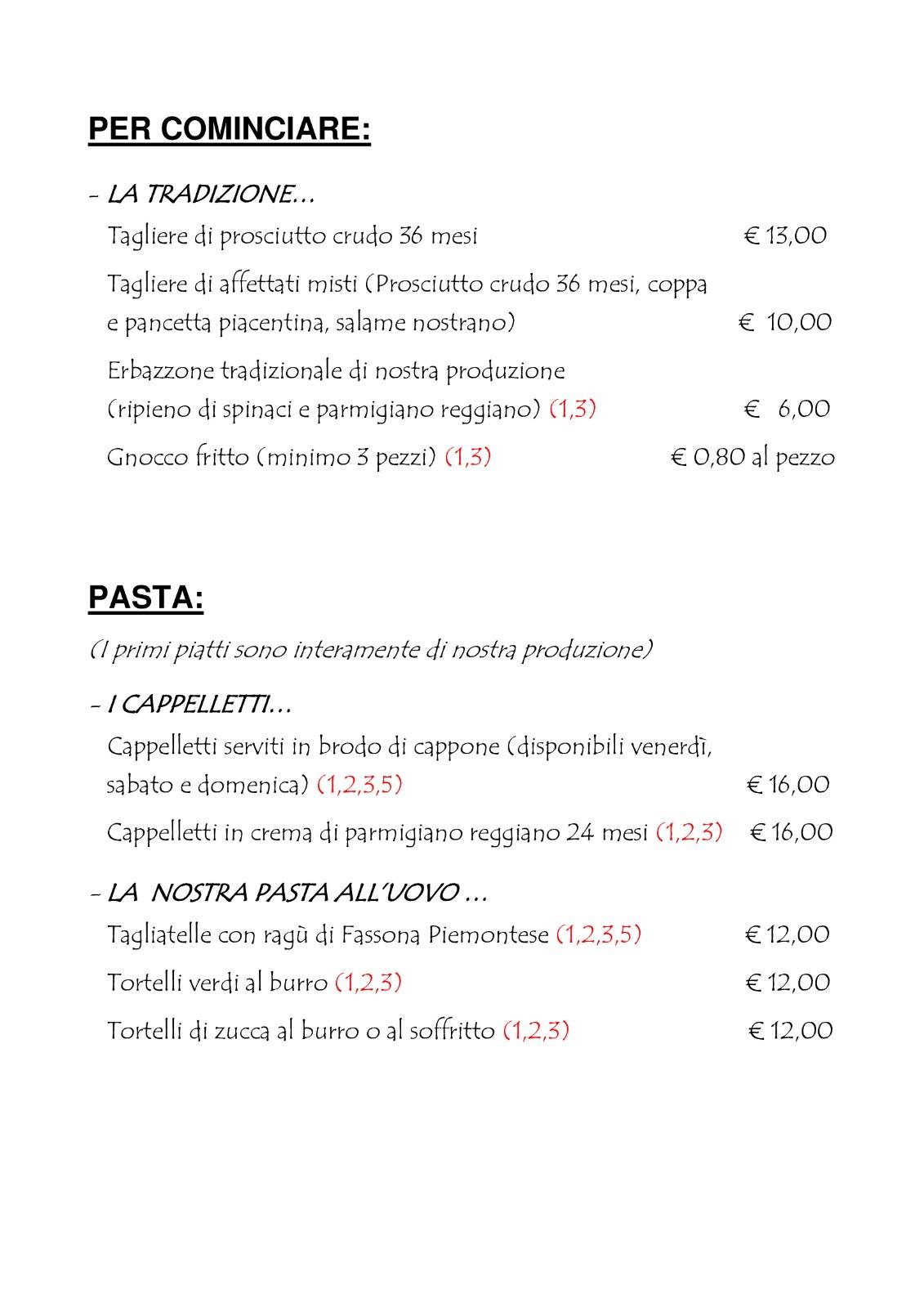Menu di Trattoria Kaprazucca 