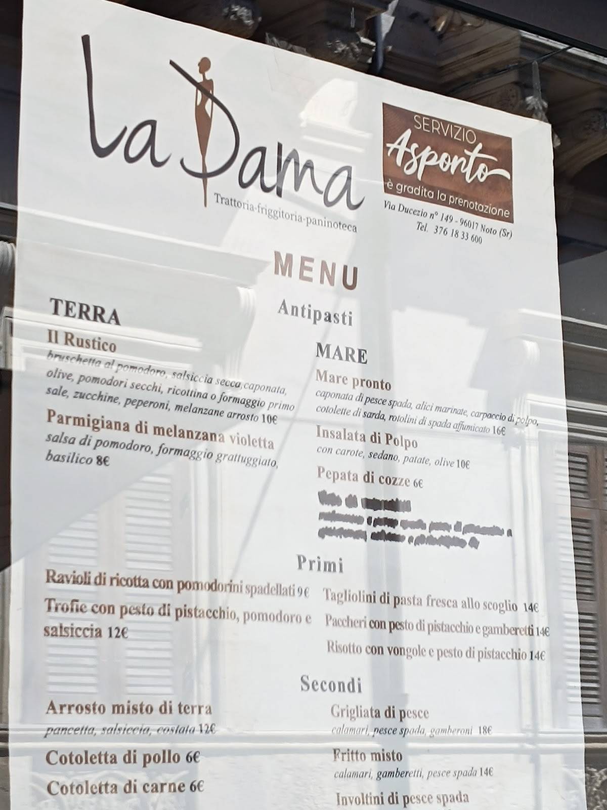 Menu di Trattoria La Dama 