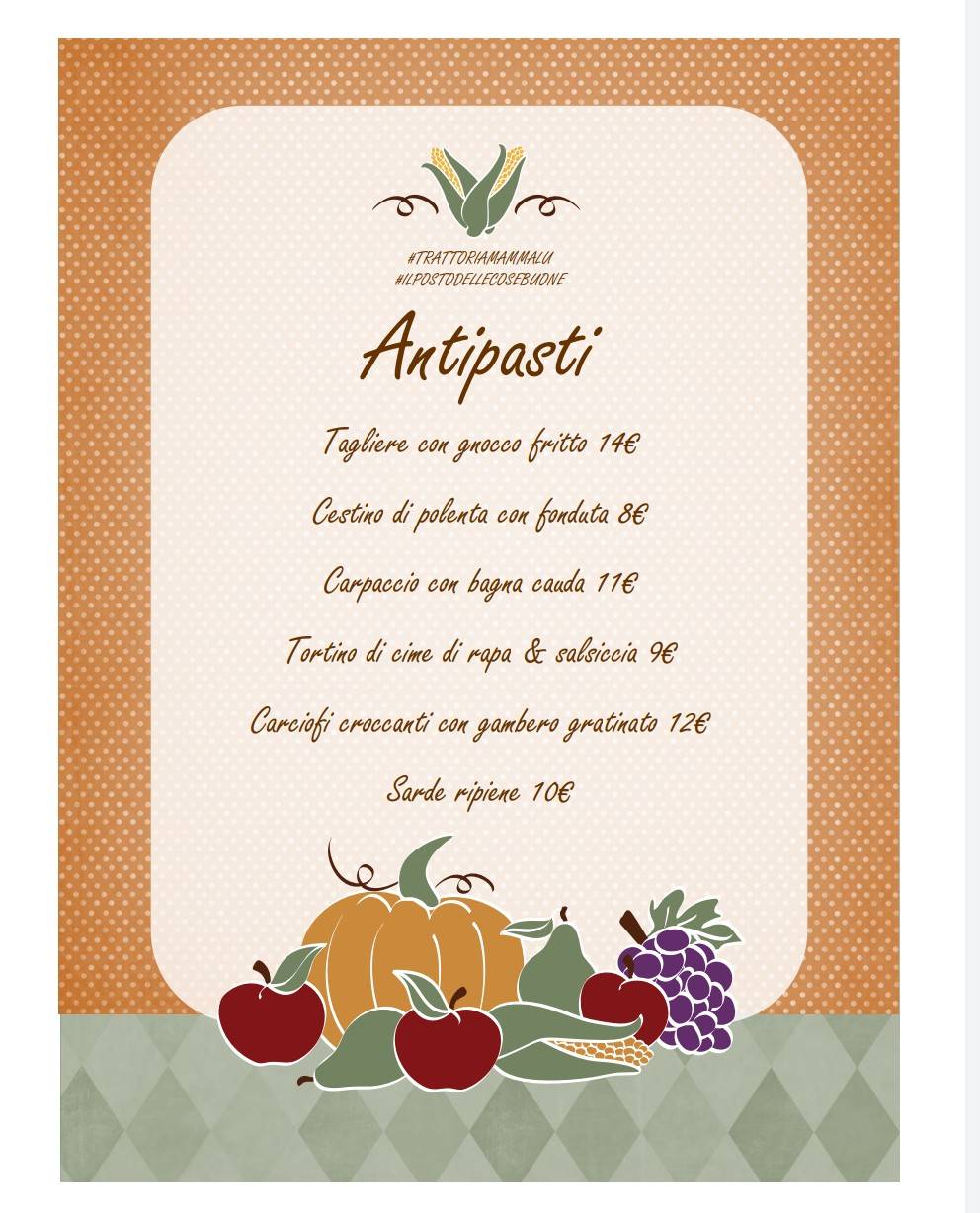 Menu di Trattoria Mammalu