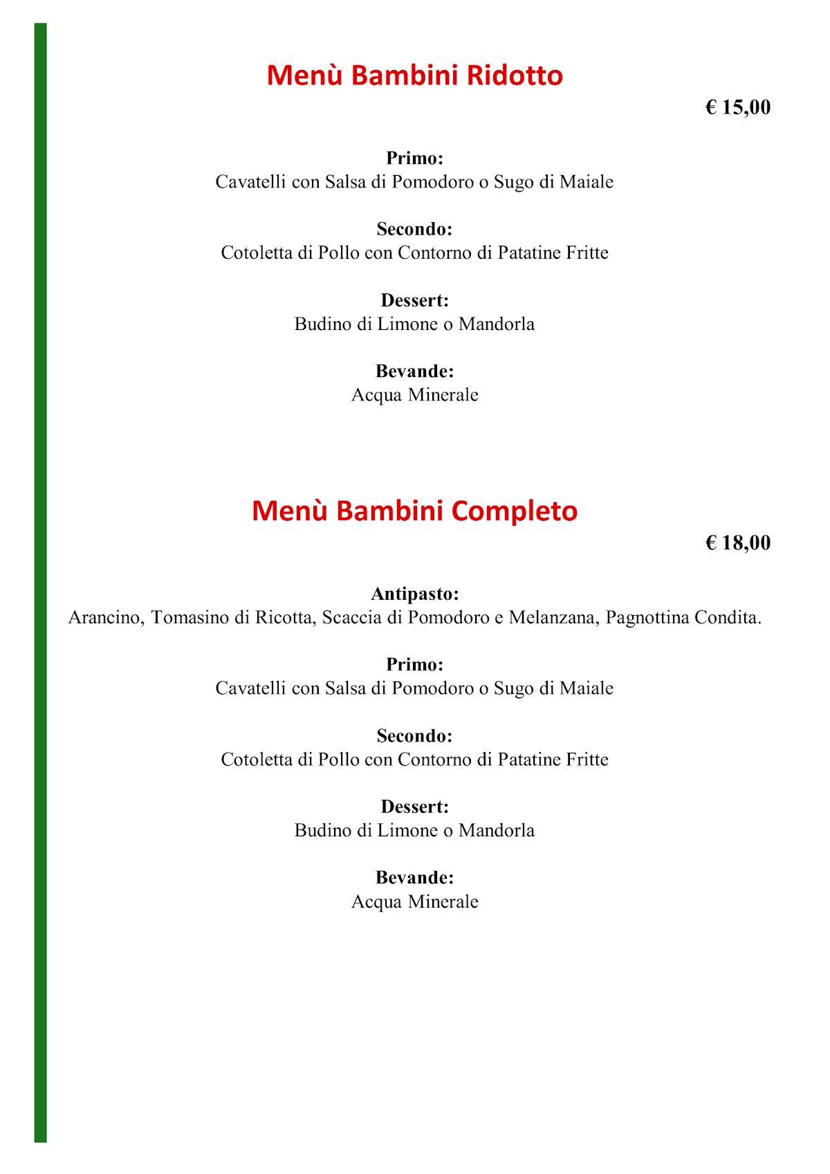 Menu di Trattoria Maria Fidone 