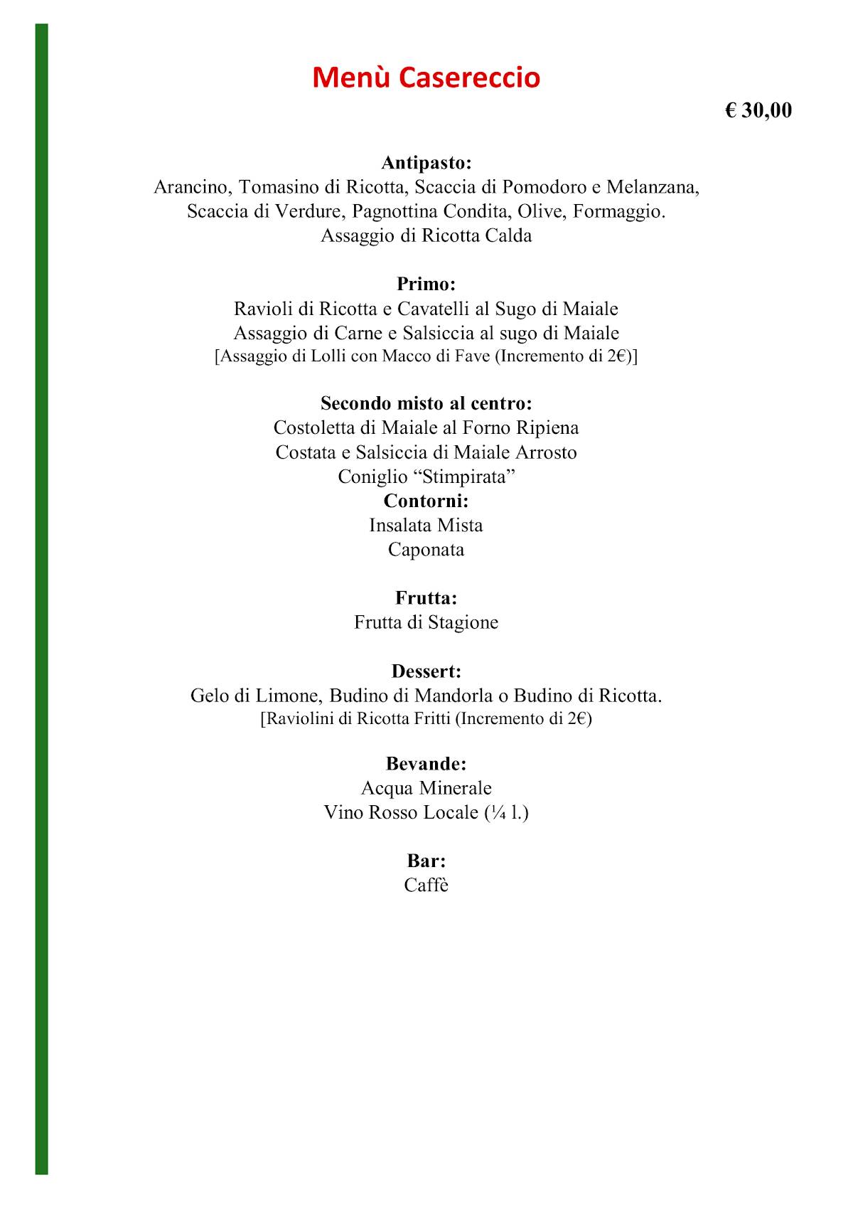 Menu di Trattoria Maria Fidone 