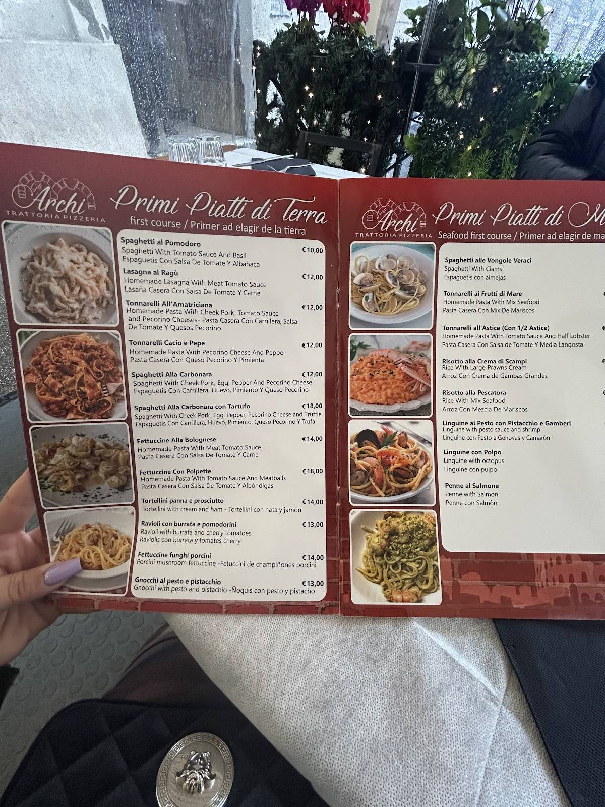 Menu di Trattoria Pizzeria Gli Archi 