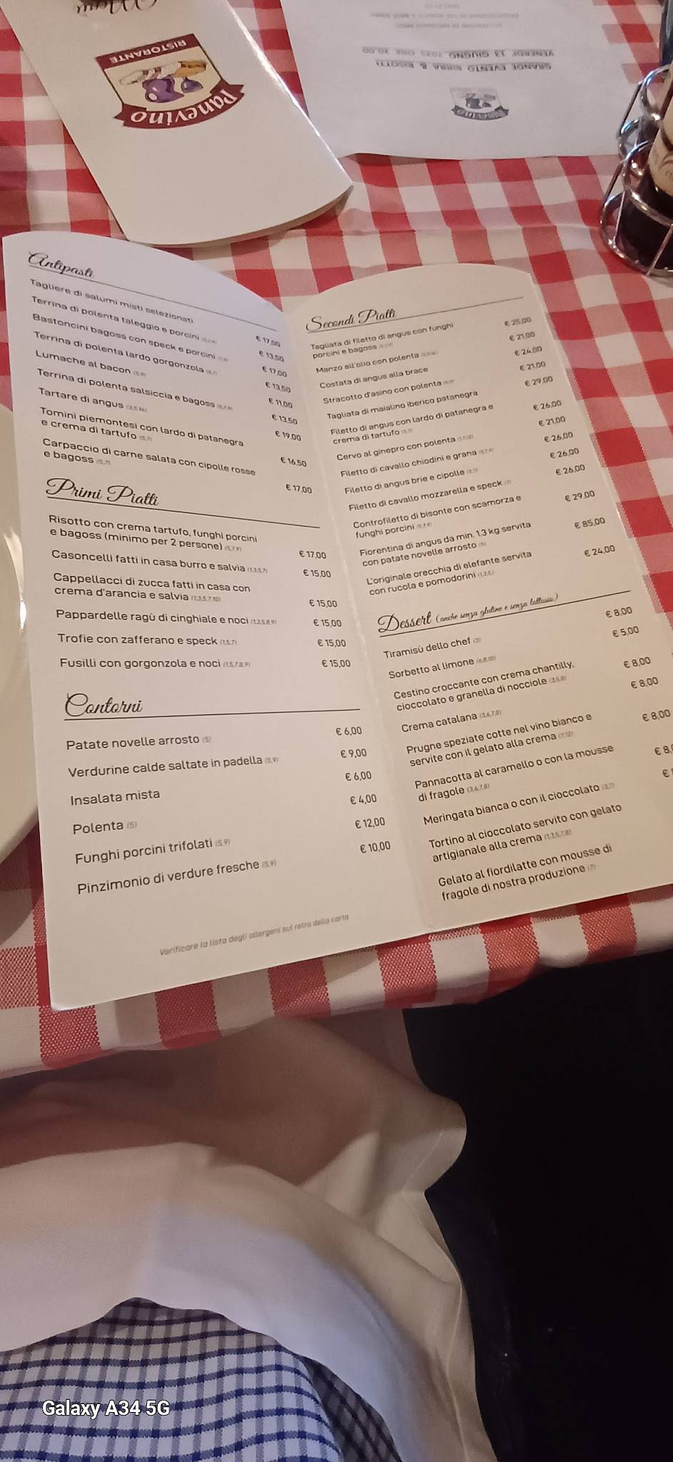 Menu di Panevino 