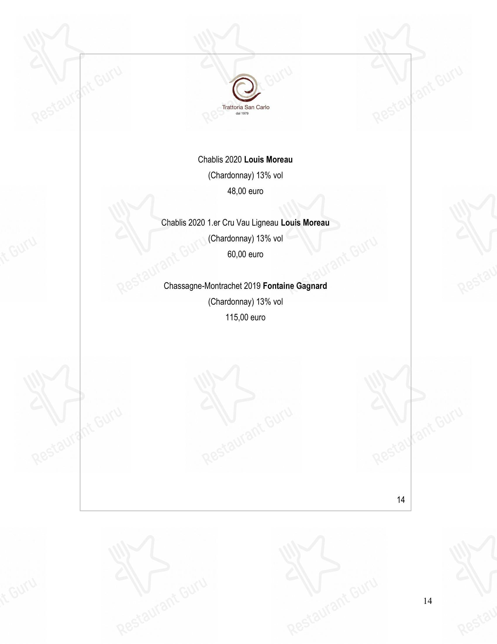 Menu di Trattoria San Carlo - Основное меню