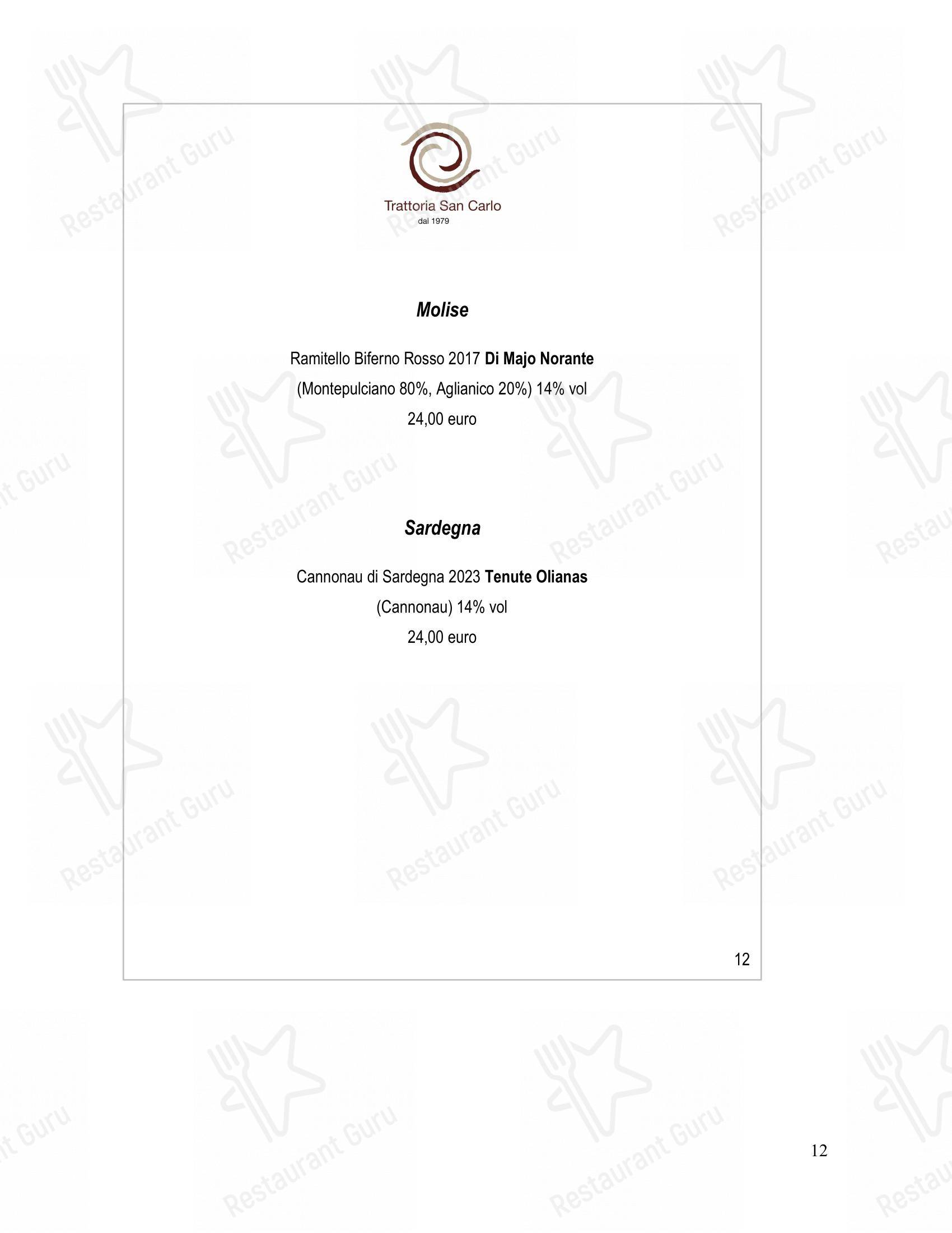 Menu di Trattoria San Carlo - Основное меню