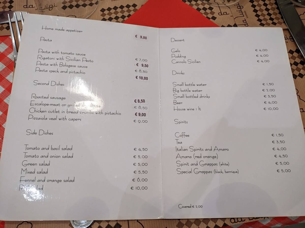Menu di Trattoria da Luigi 