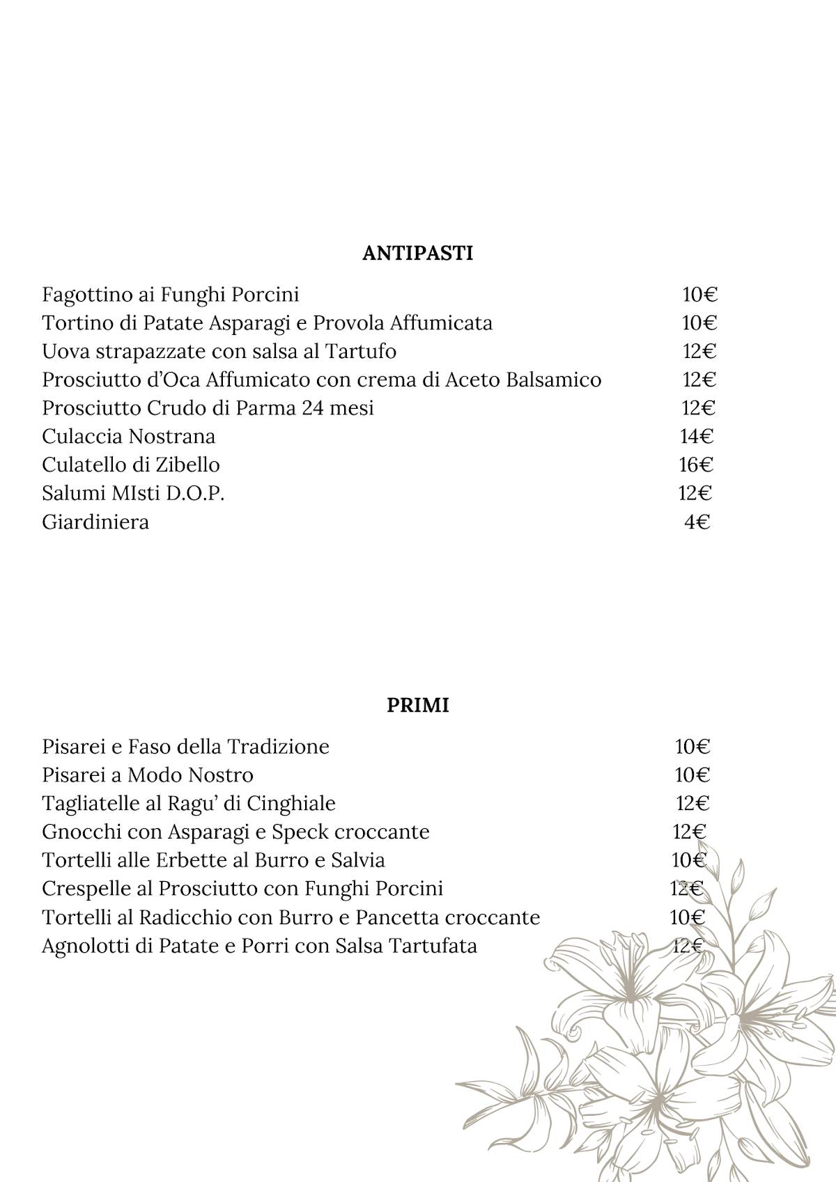 Menu di Trattoria da Pinuccio 