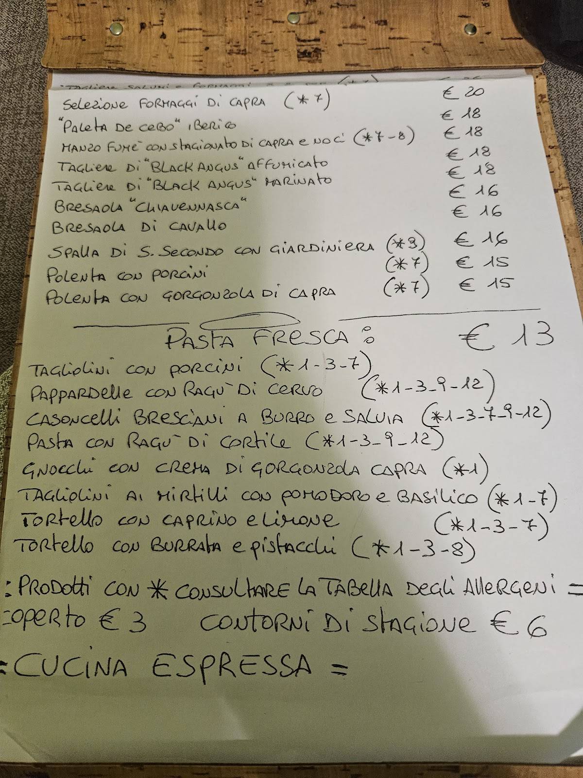 Menu di Trattoria da Rocco 