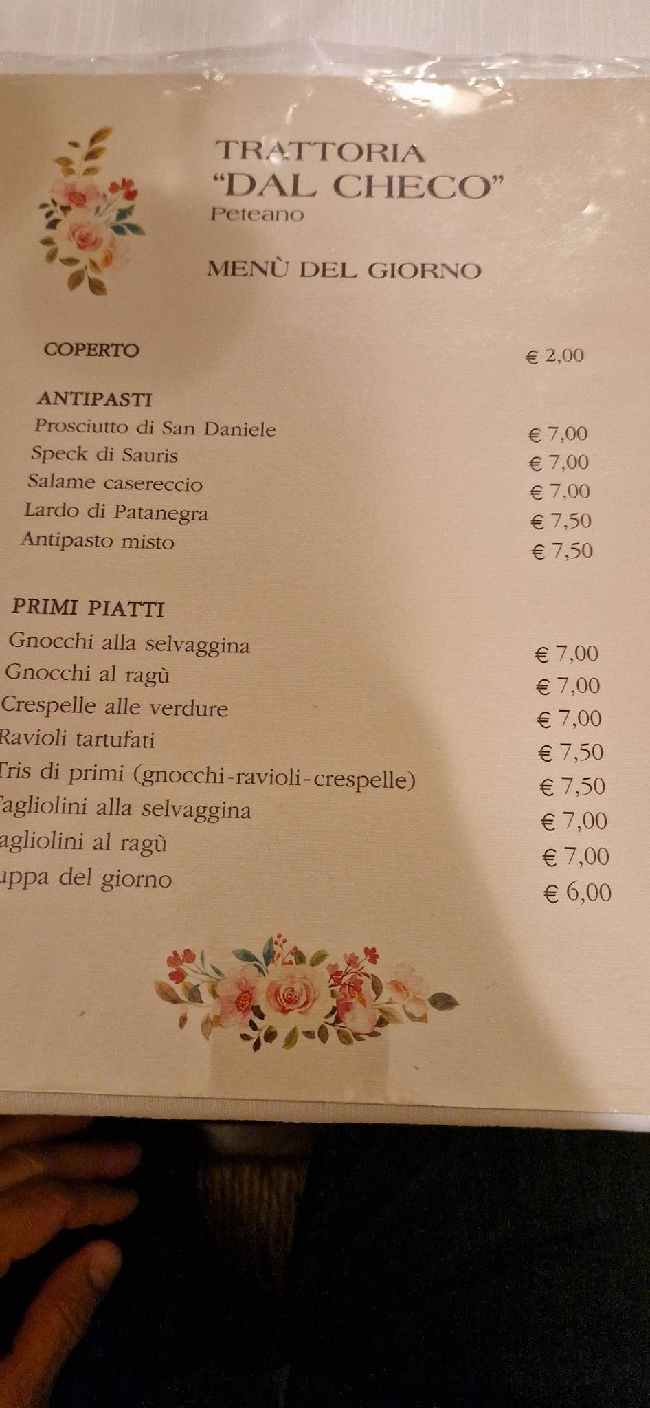 Menu di Trattoria Dal Checo 