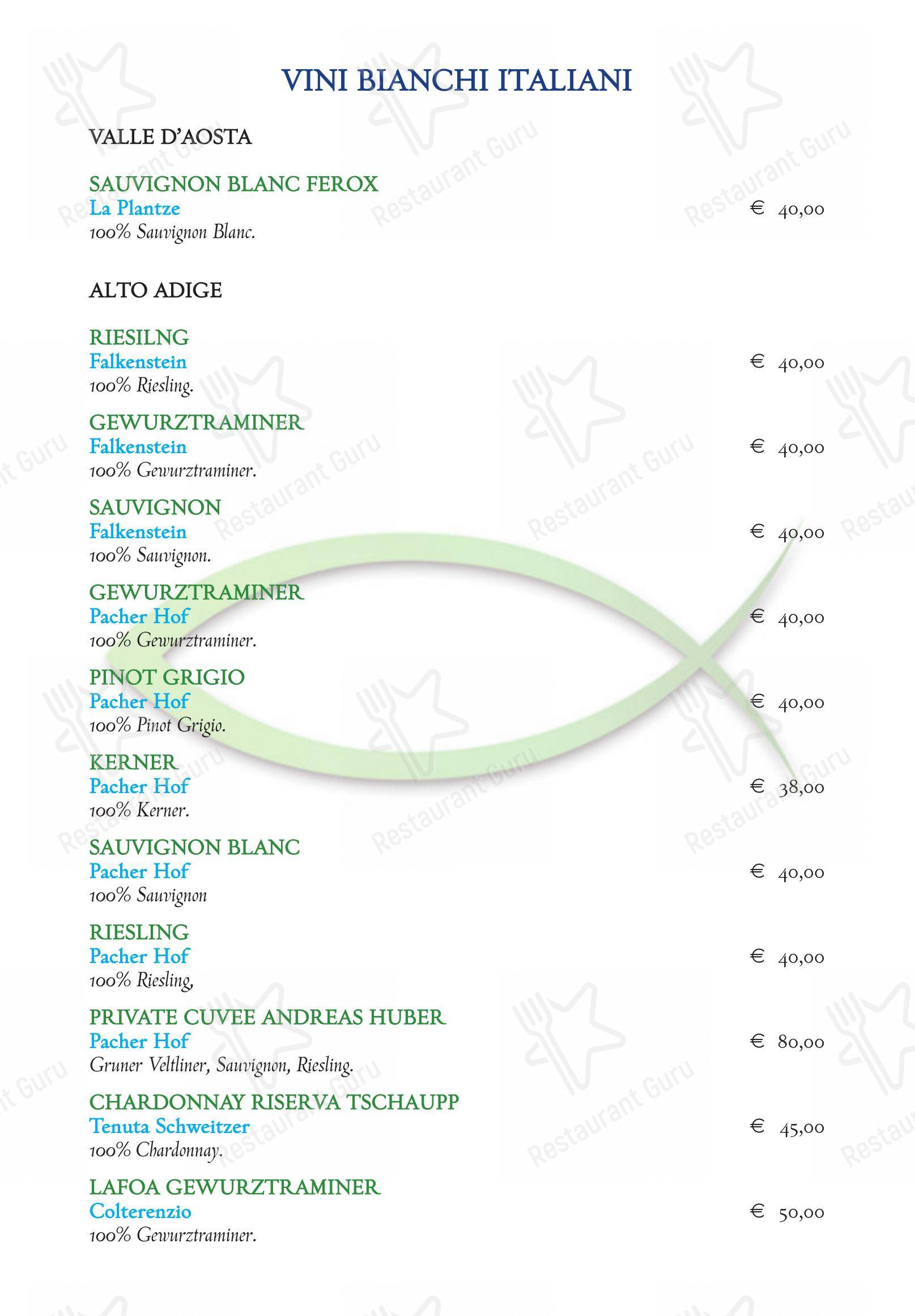 Menu bar per Trattoria del Pesce in Roma