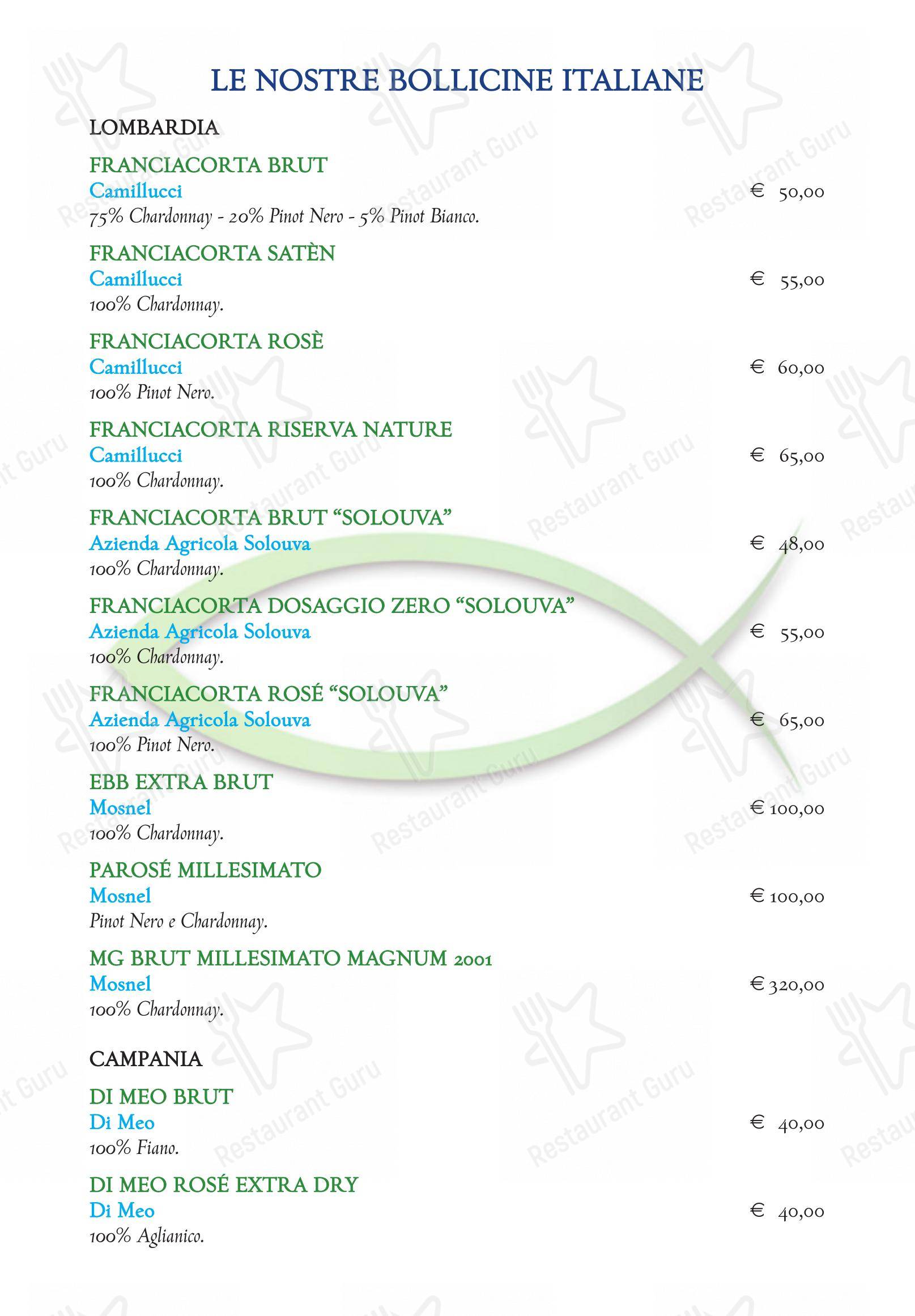 Menu bar per Trattoria del Pesce ristorante