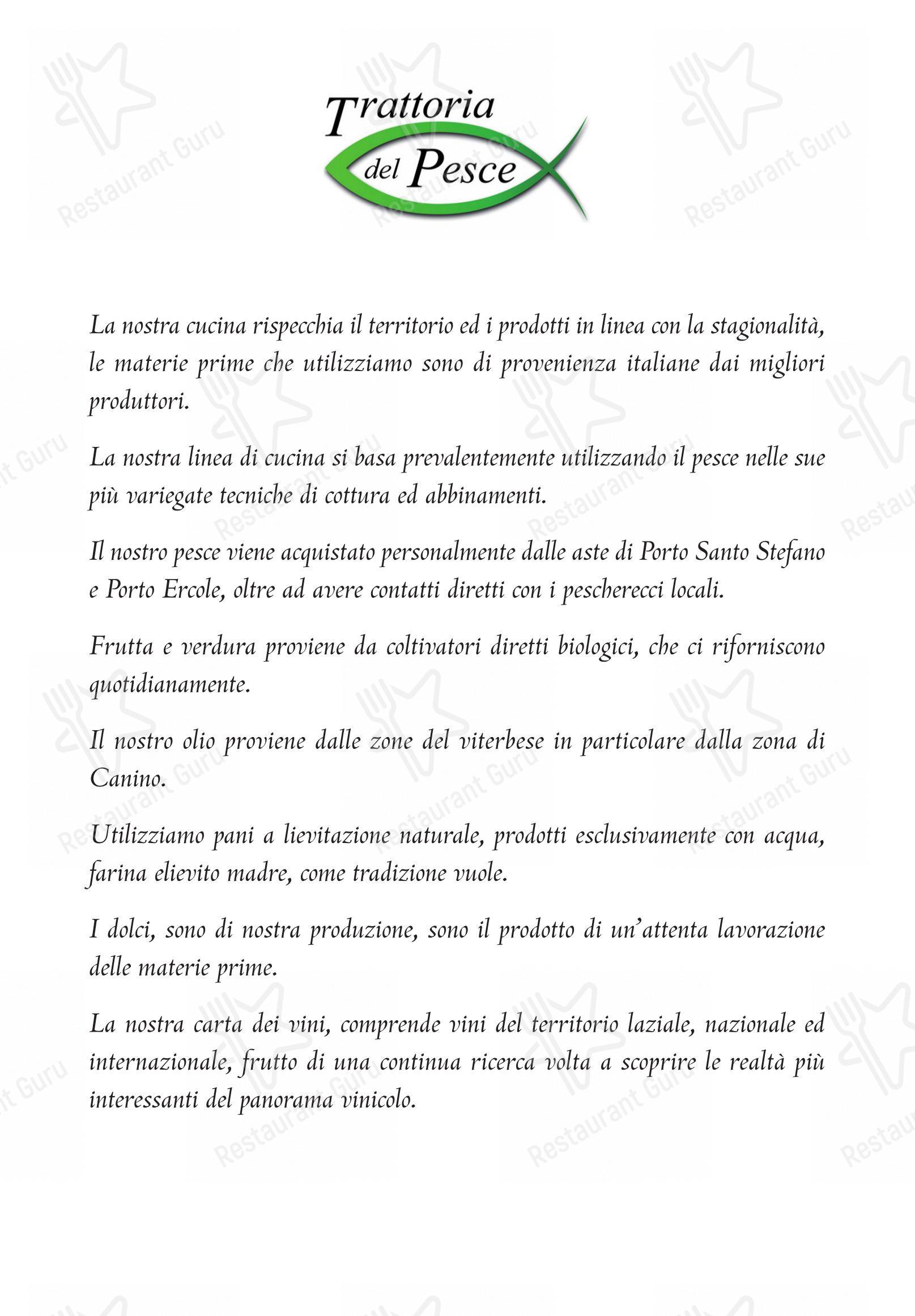 Menu di Trattoria del Pesce - Menu