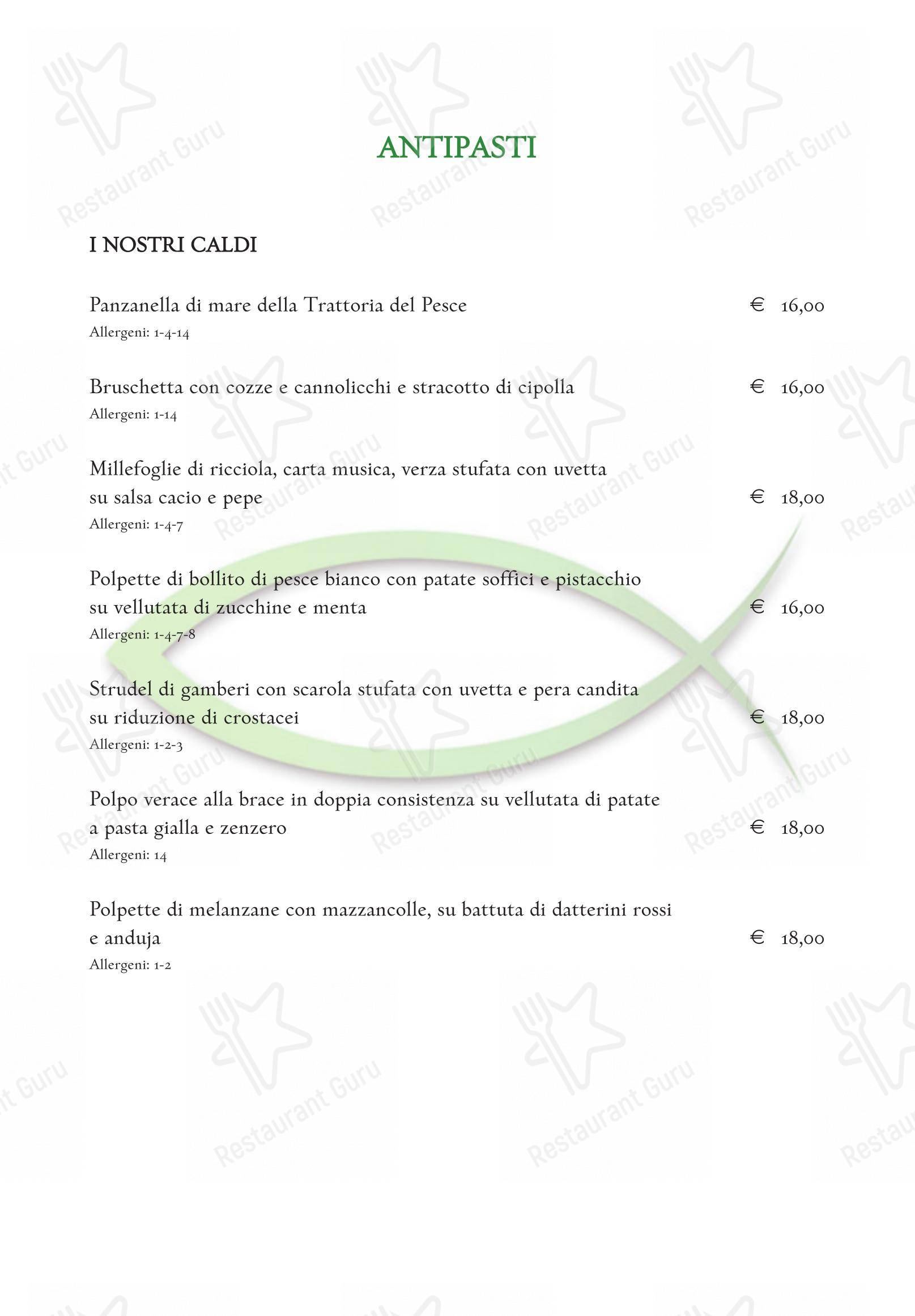 Trattoria del Pesce in Roma - Menu