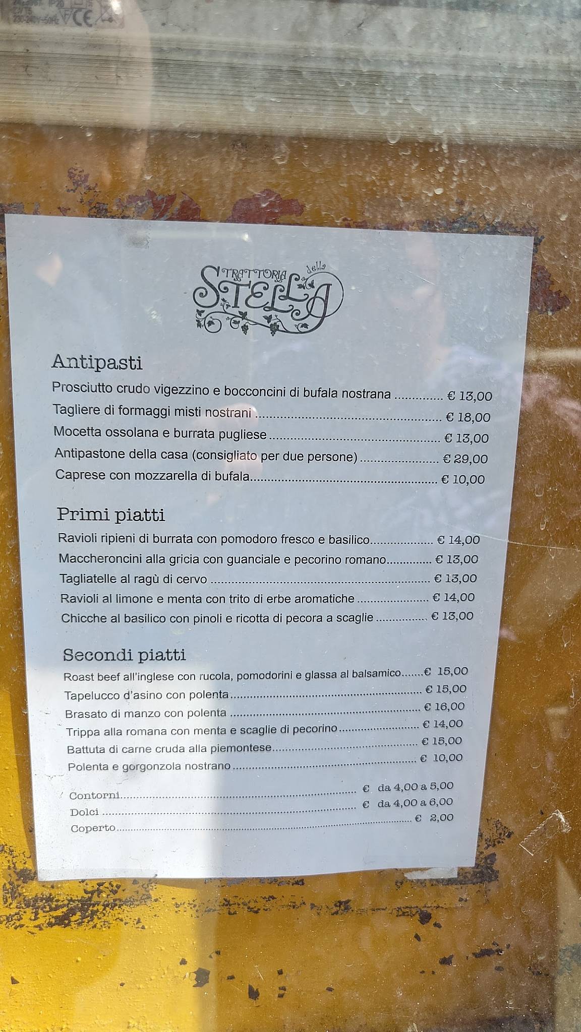 Menu di Trattoria della Stella Verbania 