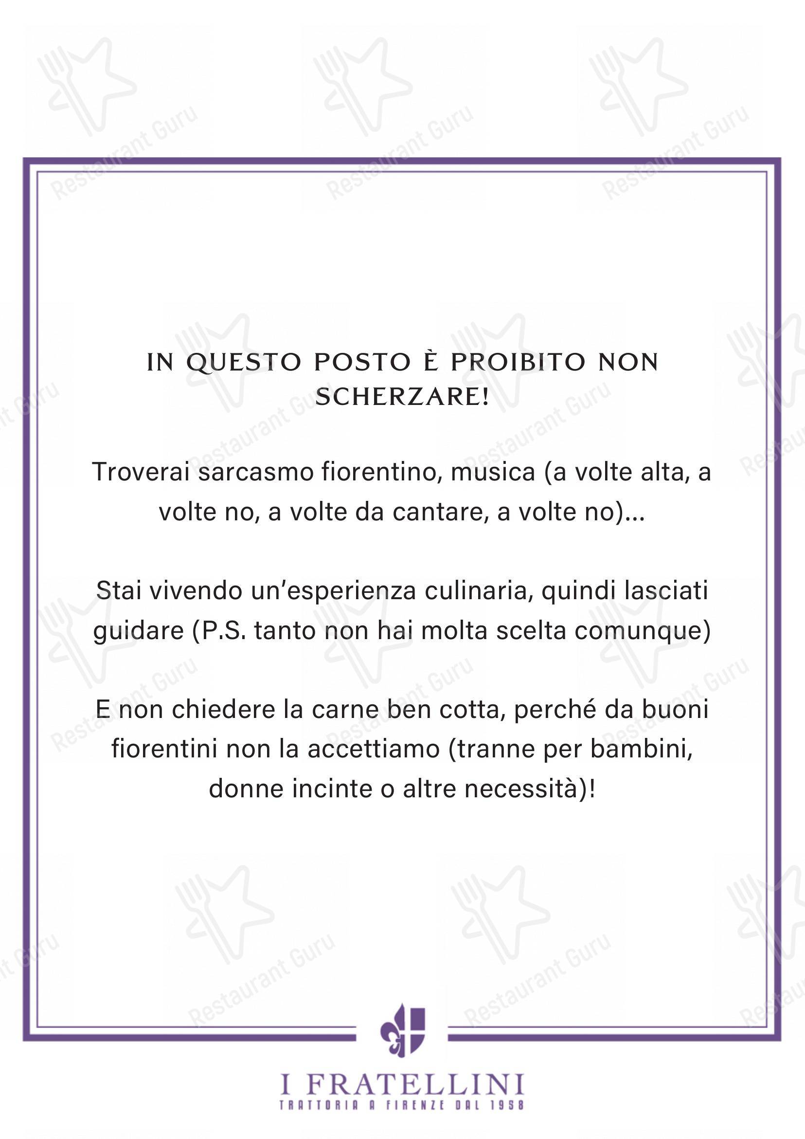 Menu per Trattoria i Fratellini pub & bar