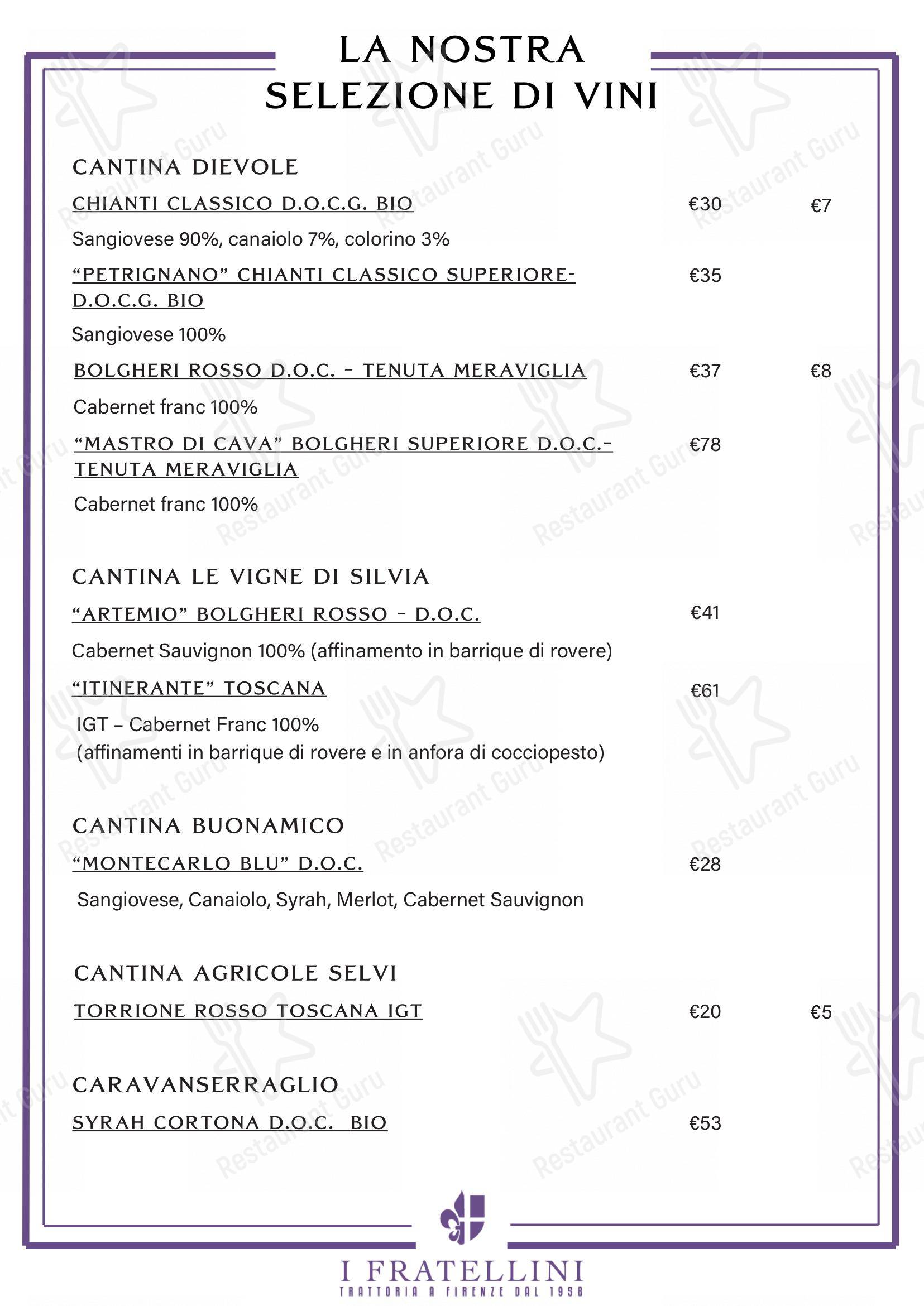 Menu di Trattoria i Fratellini - Детское