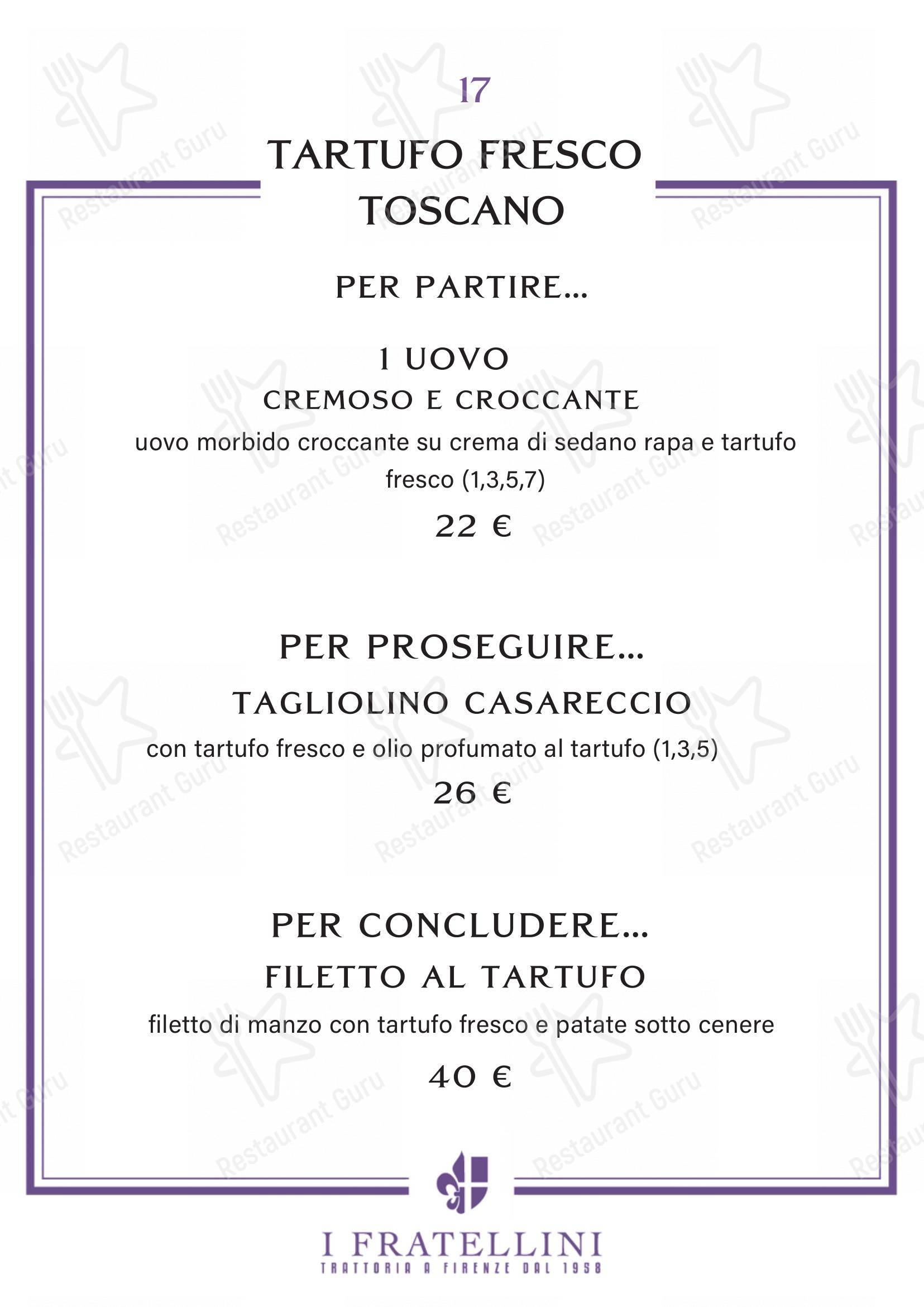 Menu per Trattoria i Fratellini pub & bar