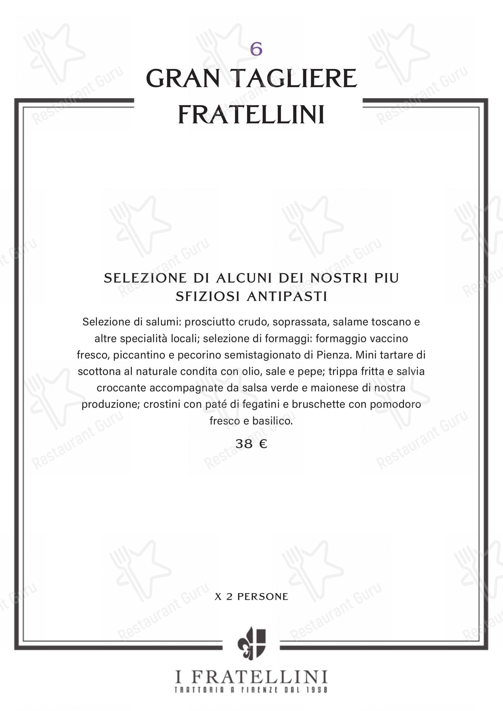 Menu per Trattoria i Fratellini in Firenze
