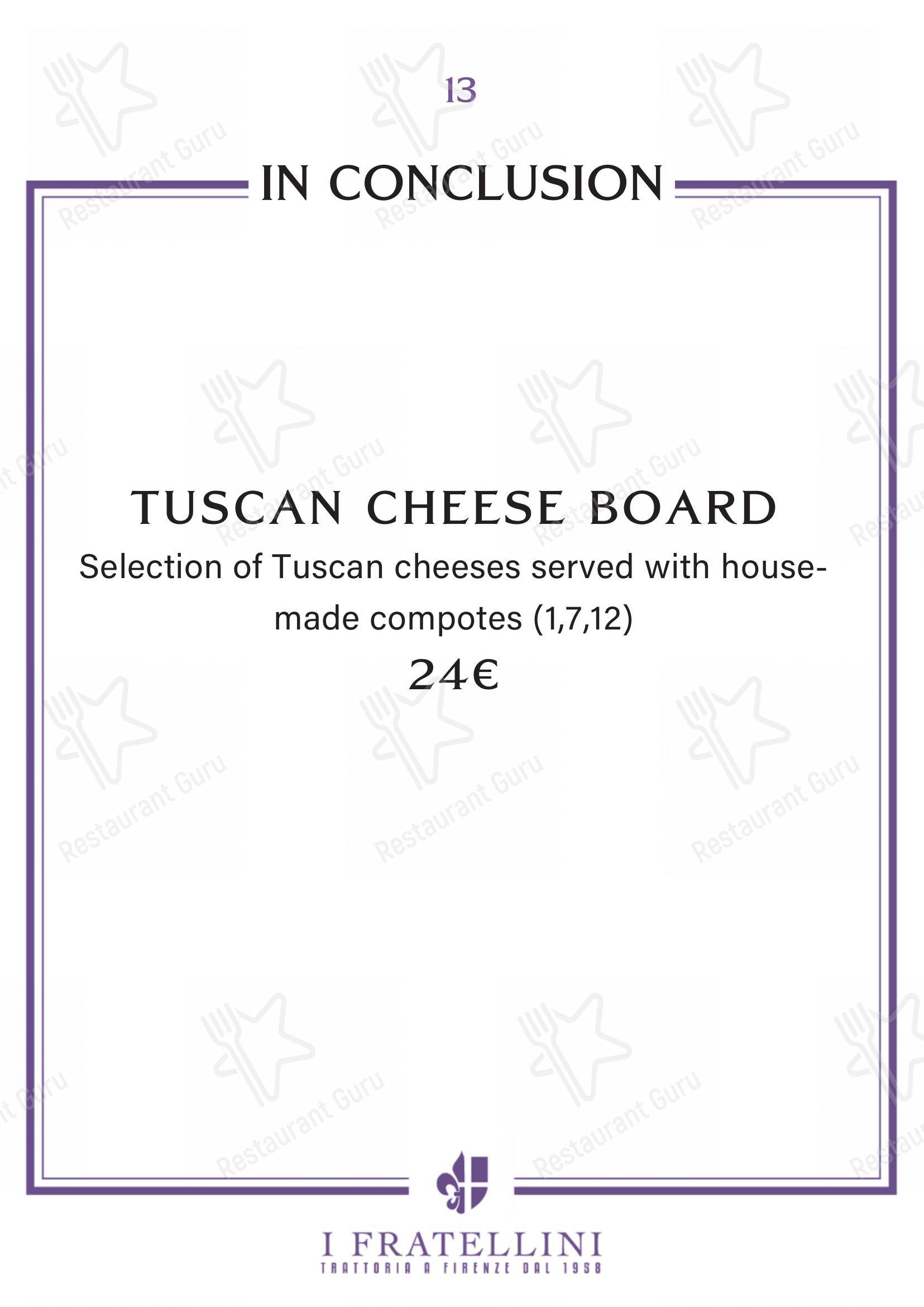 Основное меню per Trattoria i Fratellini pub & bar