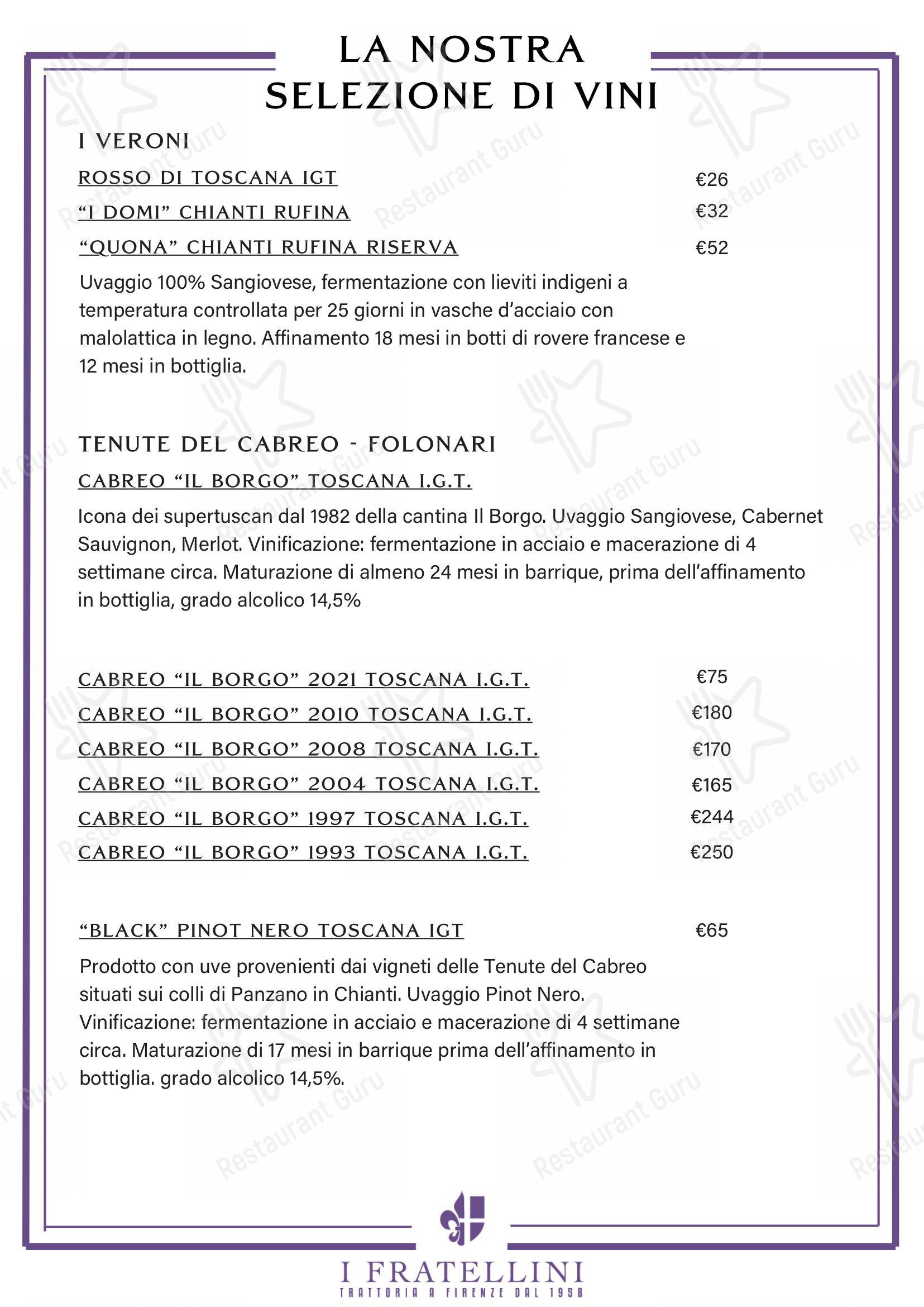 Menu di Trattoria i Fratellini - Детское