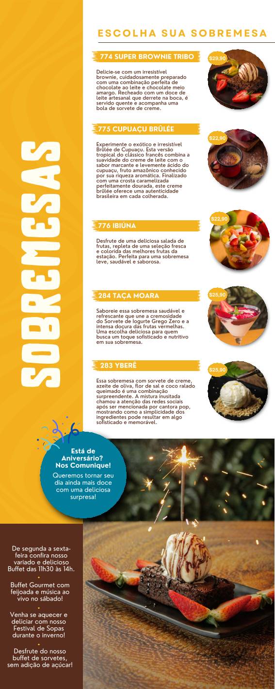 Tribo das Frutas cardápio